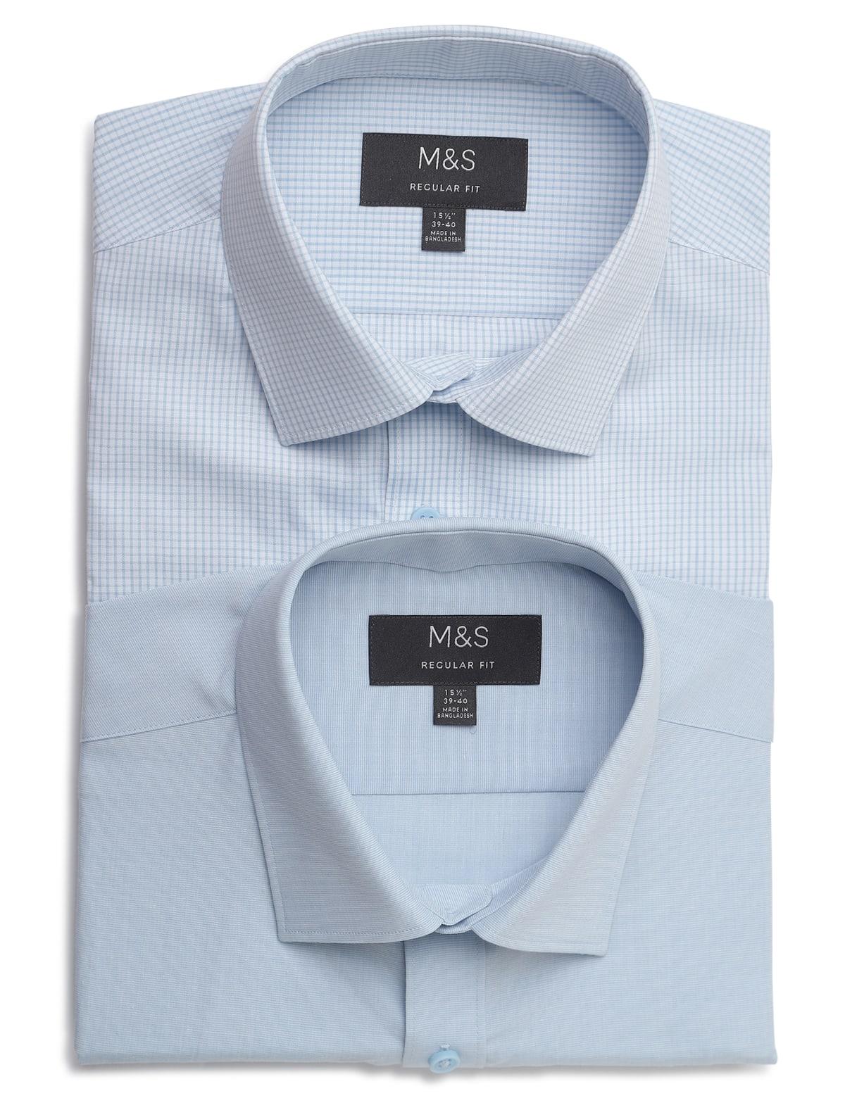 

Marks & Spencer 2PK Easy To Iron Design Shirt (MALE, BLUE MIX, 16)