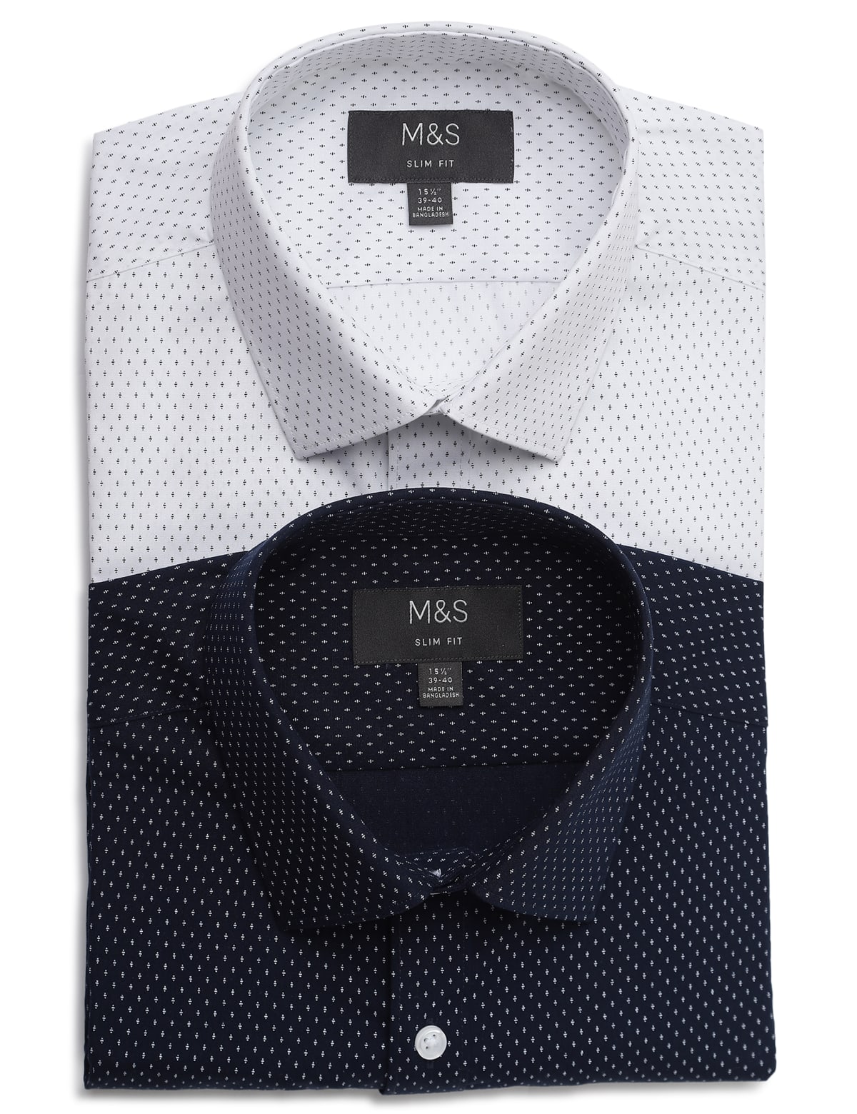 

Marks & Spencer 2PK Easy To Iron Design Shirt (MALE, WHITE MIX, 16)