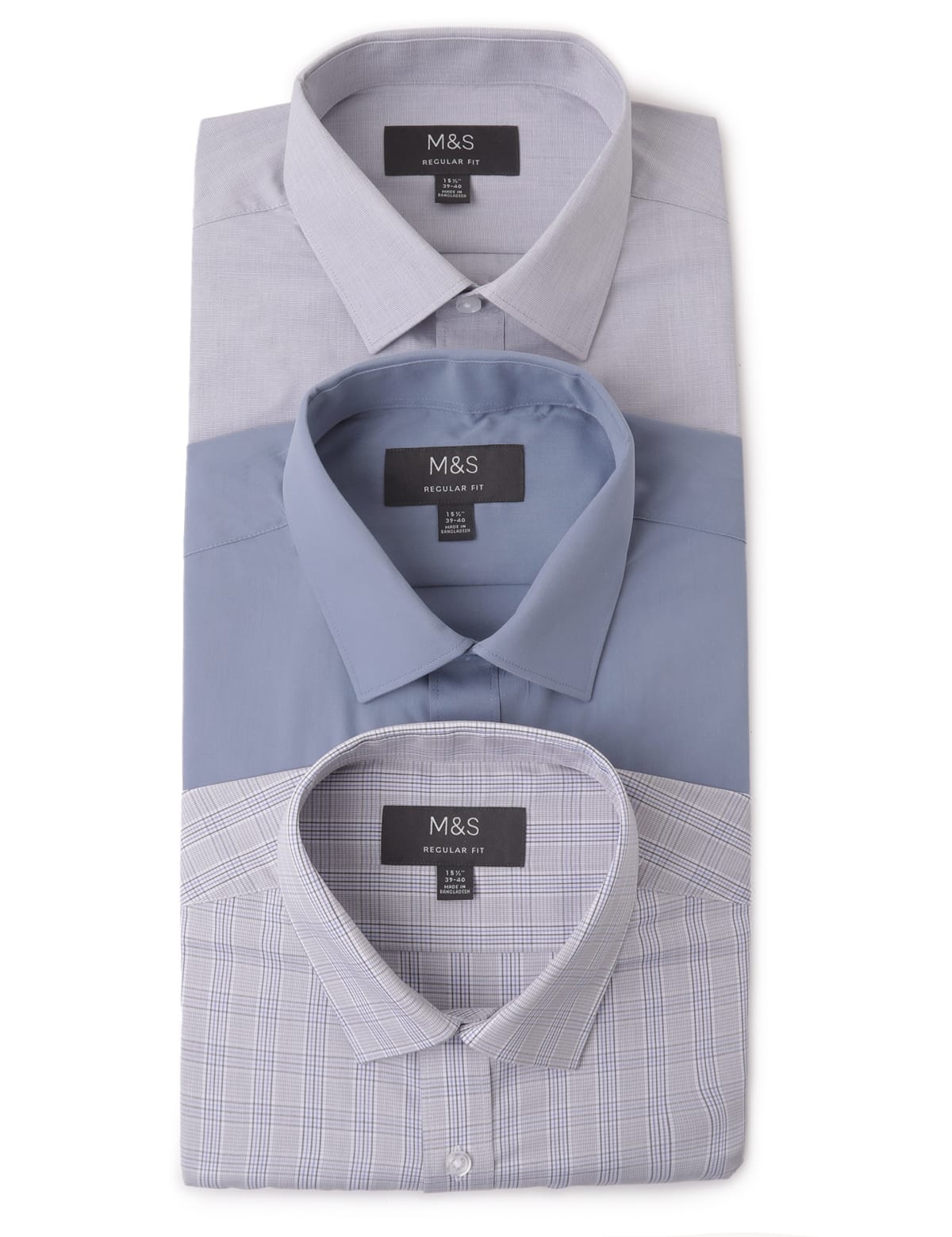 

Marks & Spencer 3PK Easy To Iron Shirt (MALE, GREY MIX, 16+)