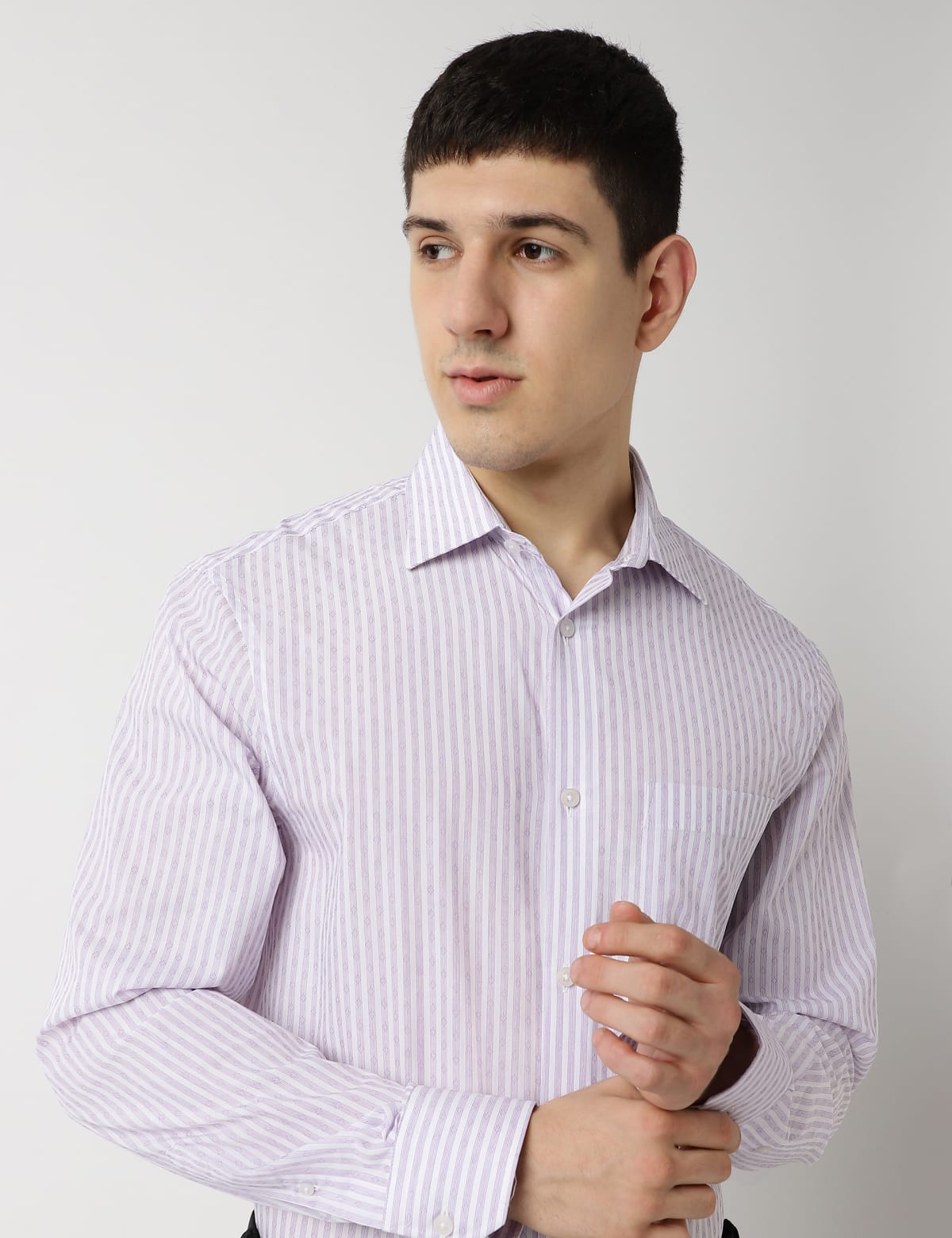

Marks & Spencer Pure Cotton Stripes Spread Collar Shirt (MALE, LILAC MIX, 15.5)