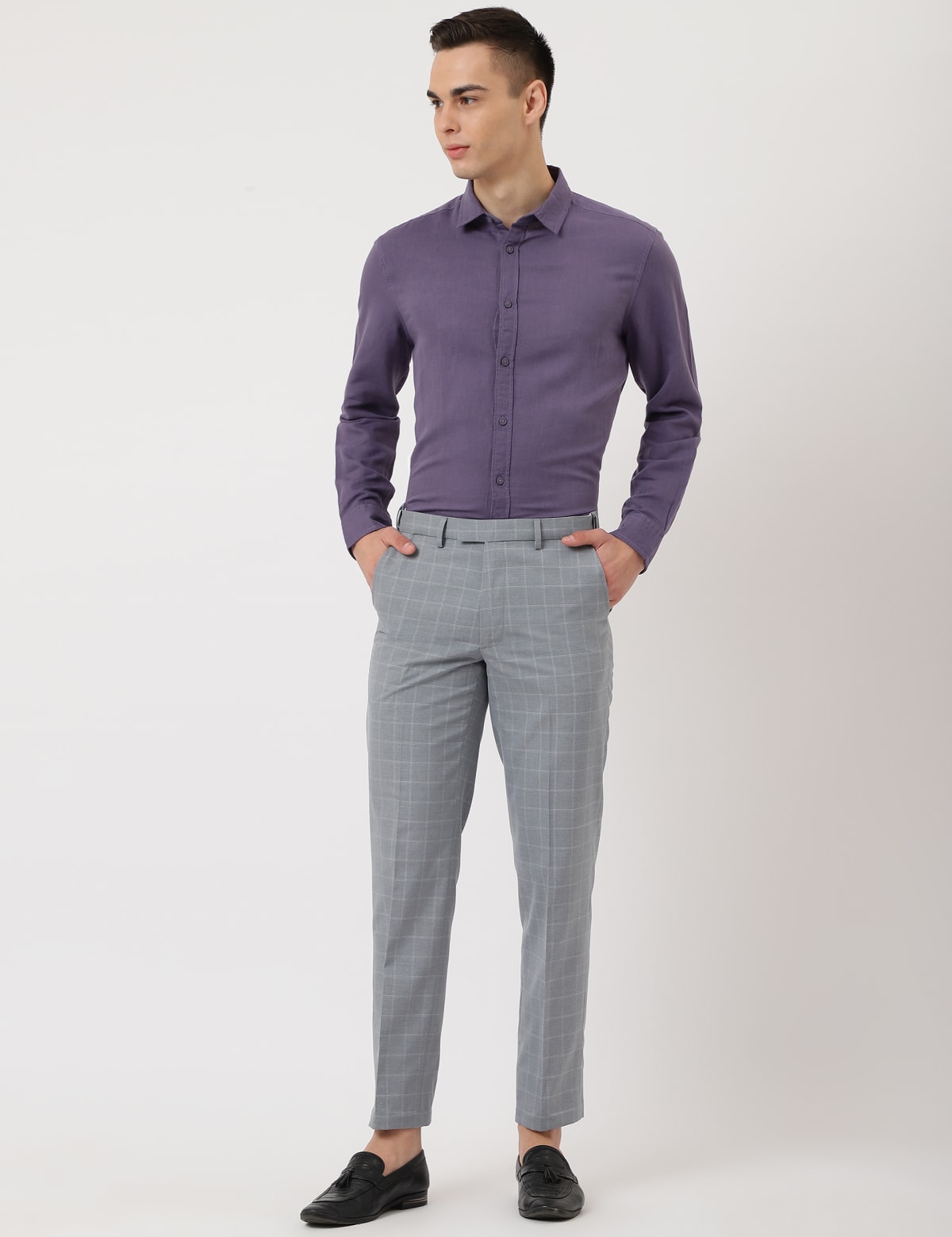 

Marks & Spencer Checkered Regular Fit Trouser (MALE, GREY MIX, 36-33)