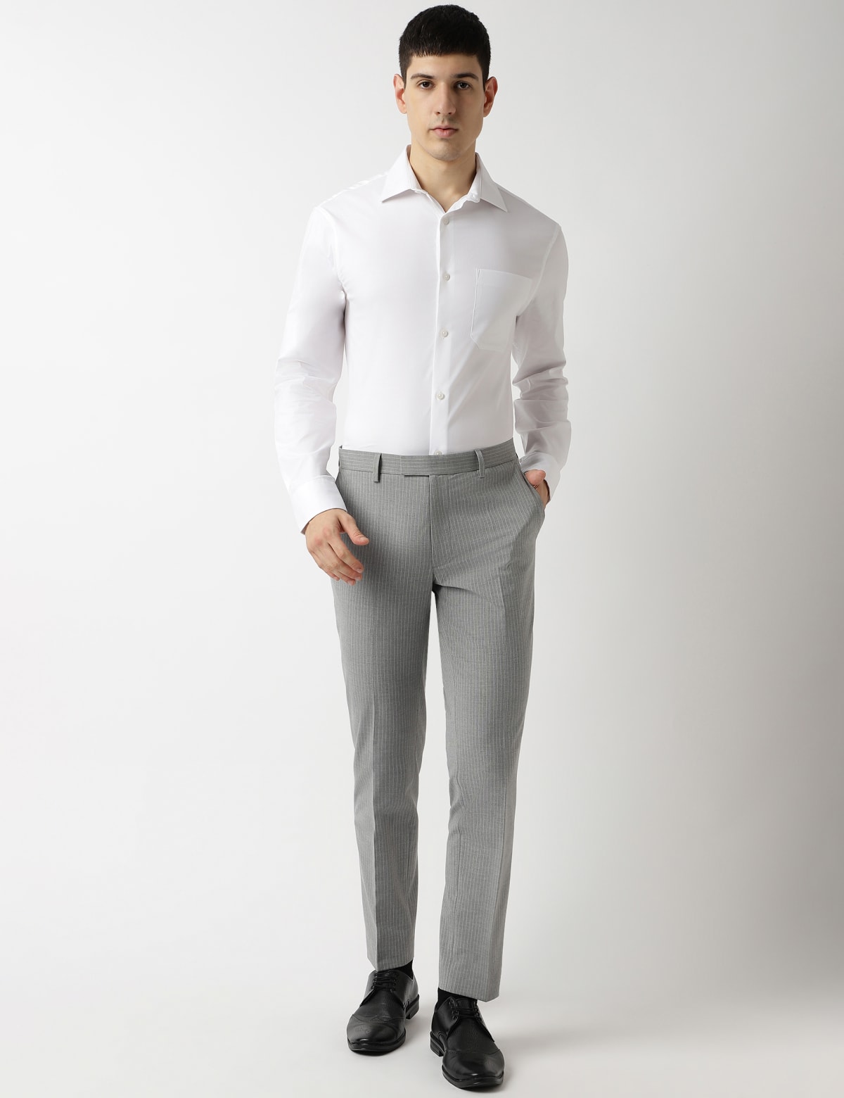 

Marks & Spencer Slim Fit Striped Trousers (MALE, GREY MIX, 36-31)