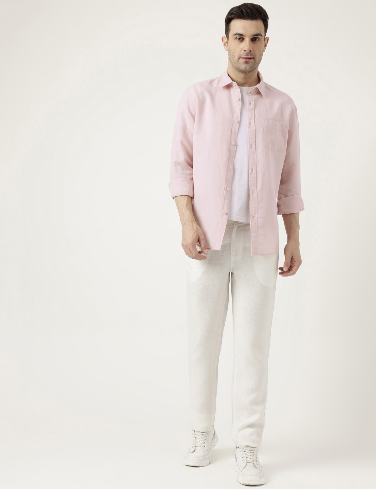 

Marks & Spencer Relaxed Fit Solid Full Sleeves Shirt (MALE, SOFT PINK, XXL)