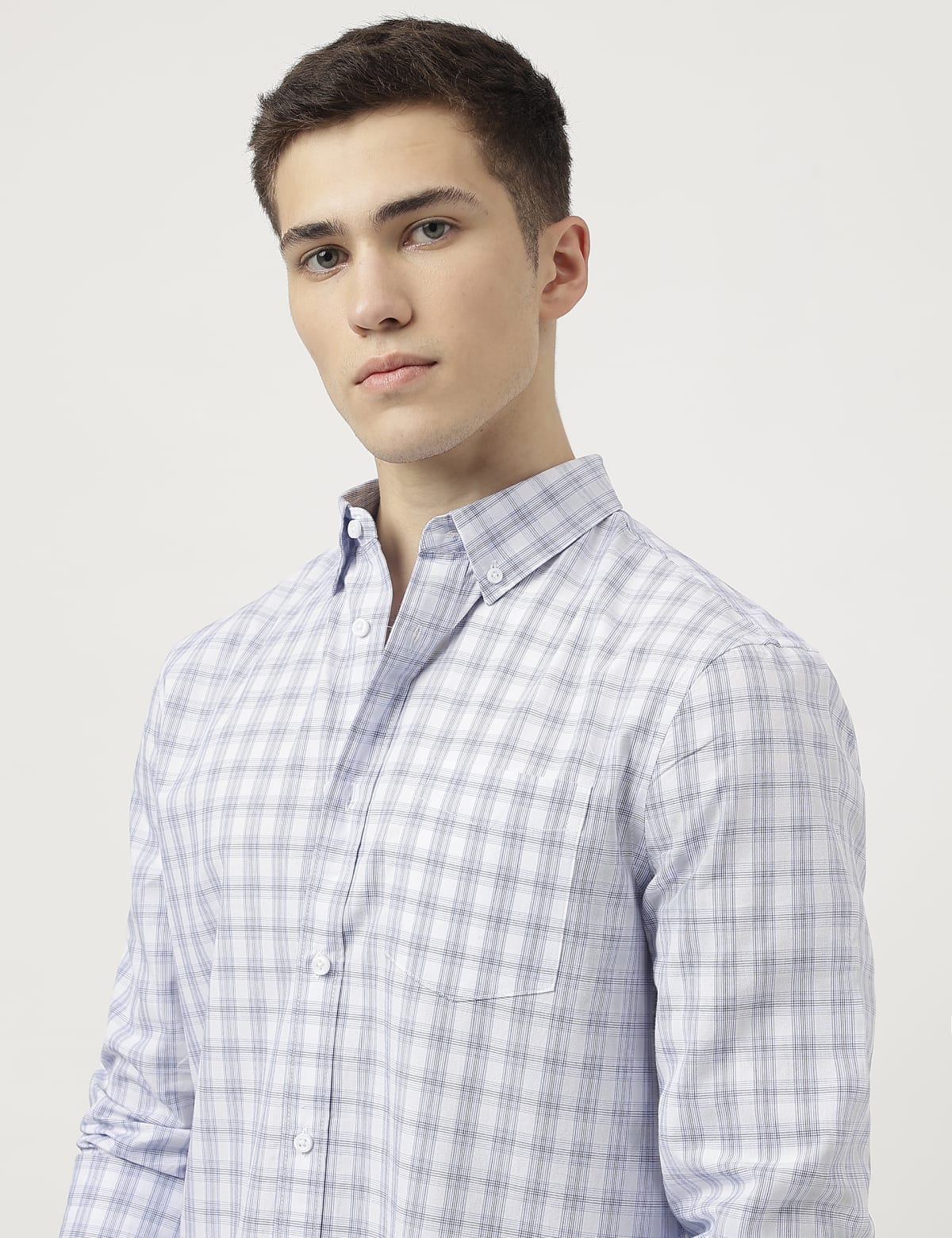 

Marks & Spencer Pure Cotton Checked Shirt (MALE, WHITE MIX, S)