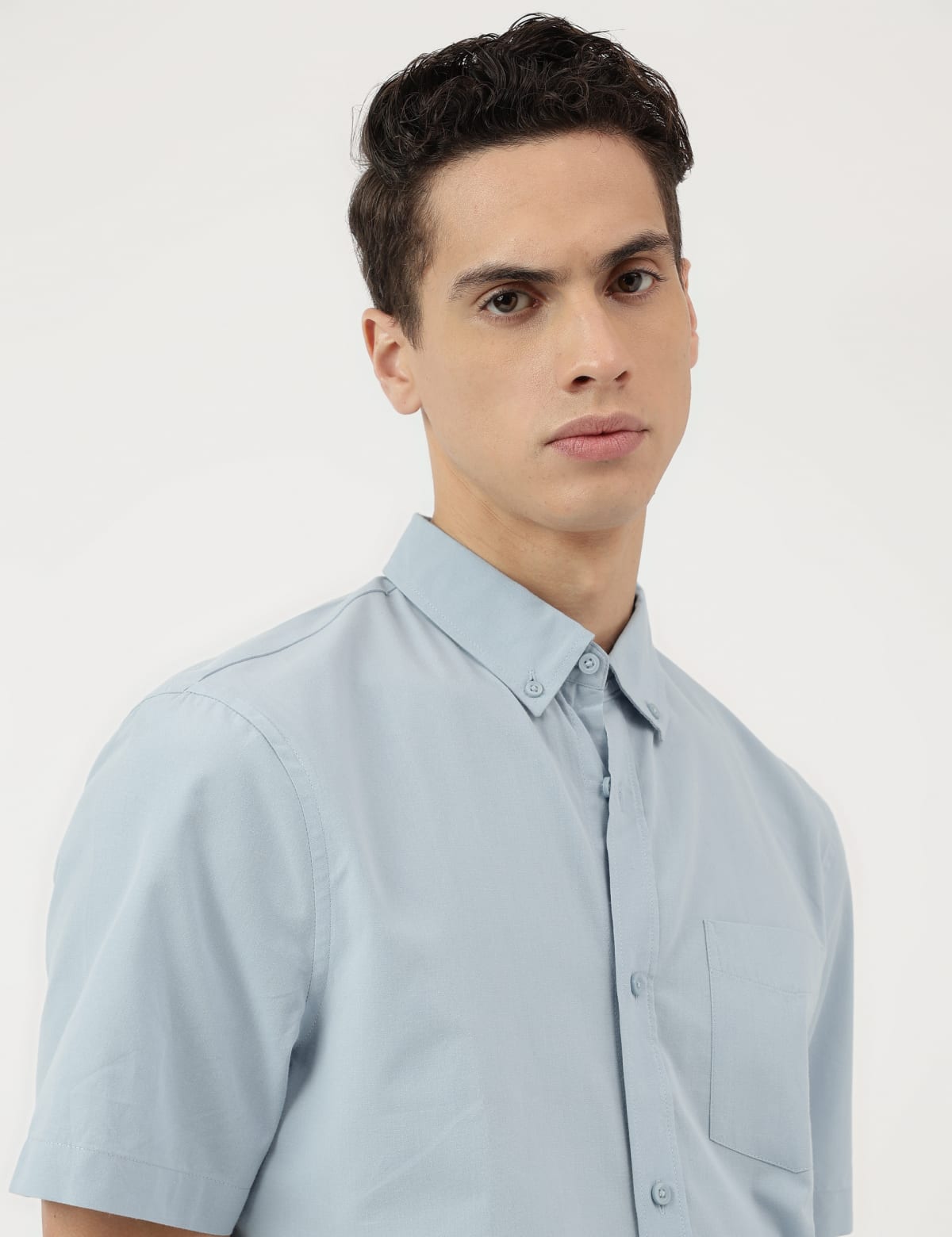 

Marks & Spencer Pure Cotton Plain Button Down Collar Shirt (MALE, BLUE MIX, XS)
