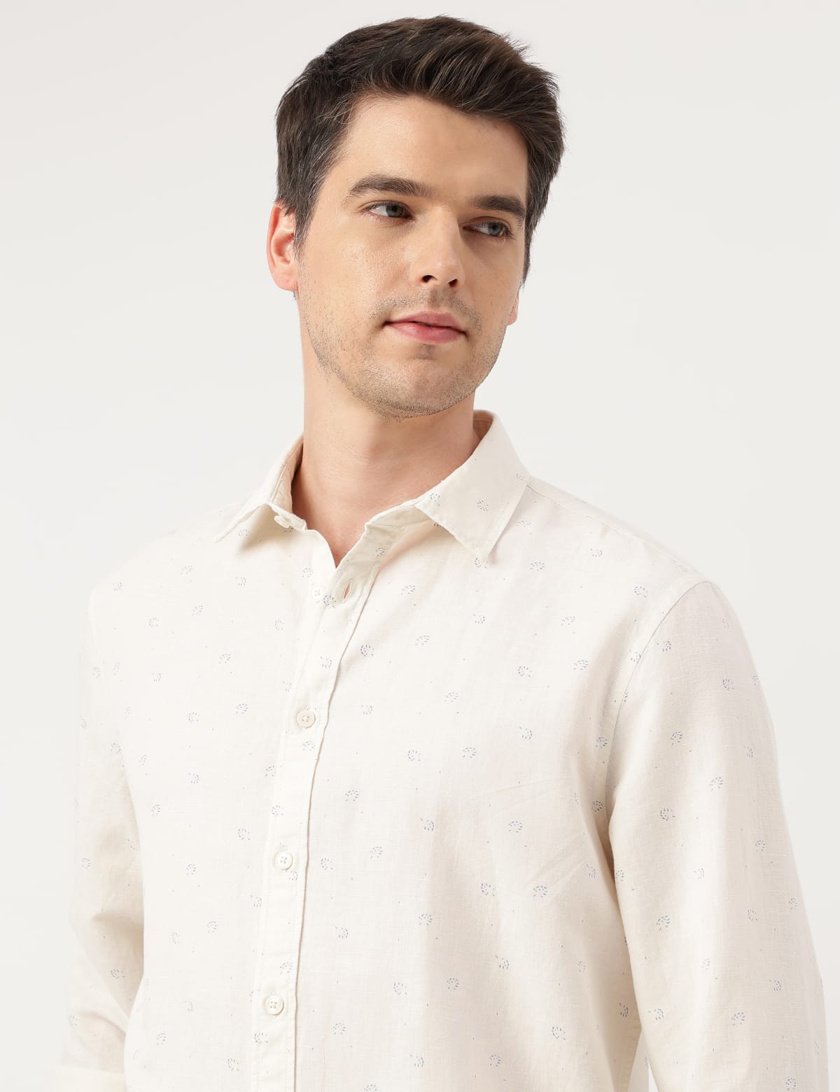 

Marks & Spencer Linen Blend Printed Spread Collar Shirt (MALE, ECRU MIX, XXL)