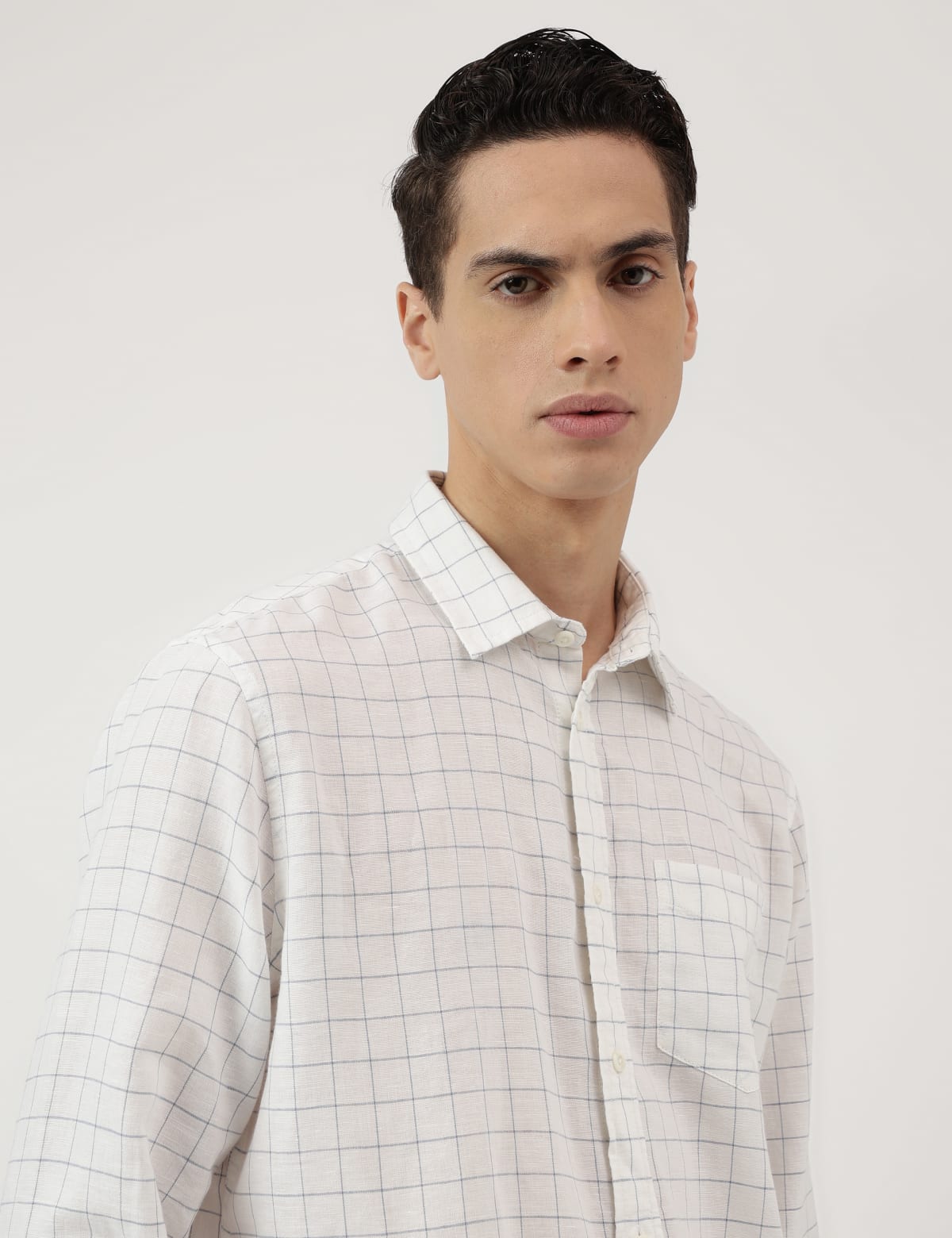 

Marks & Spencer Relaxed Fit Linen Mix Spread Collar Shirt (MALE, WHITE MIX, XXXL)