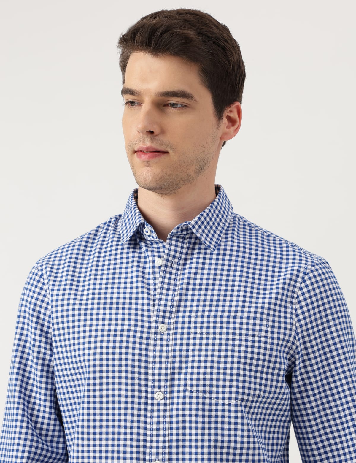 

Marks & Spencer Pure Cotton Checks Spread Collar Shirt (MALE, INDIGO MIX, S)