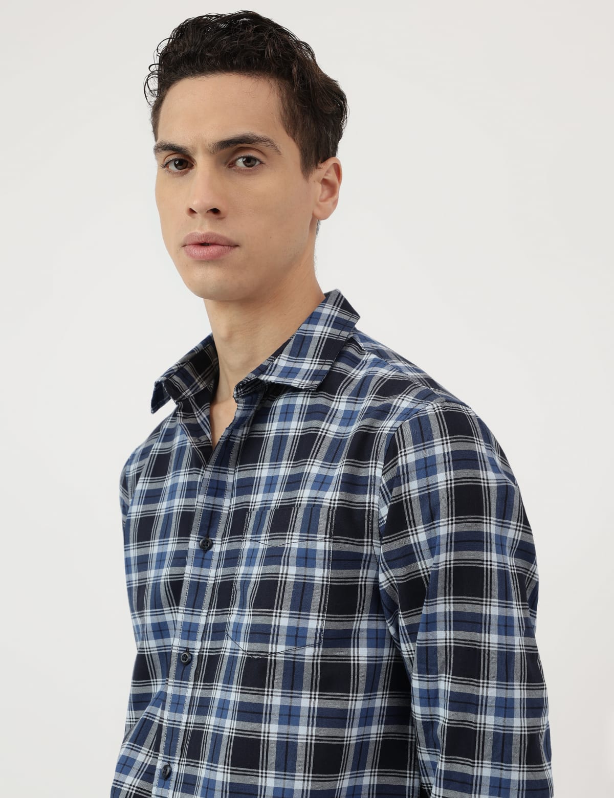 

Marks & Spencer Pure Cotton Spread Collar Shirt (MALE, NAVY MIX, XXL)