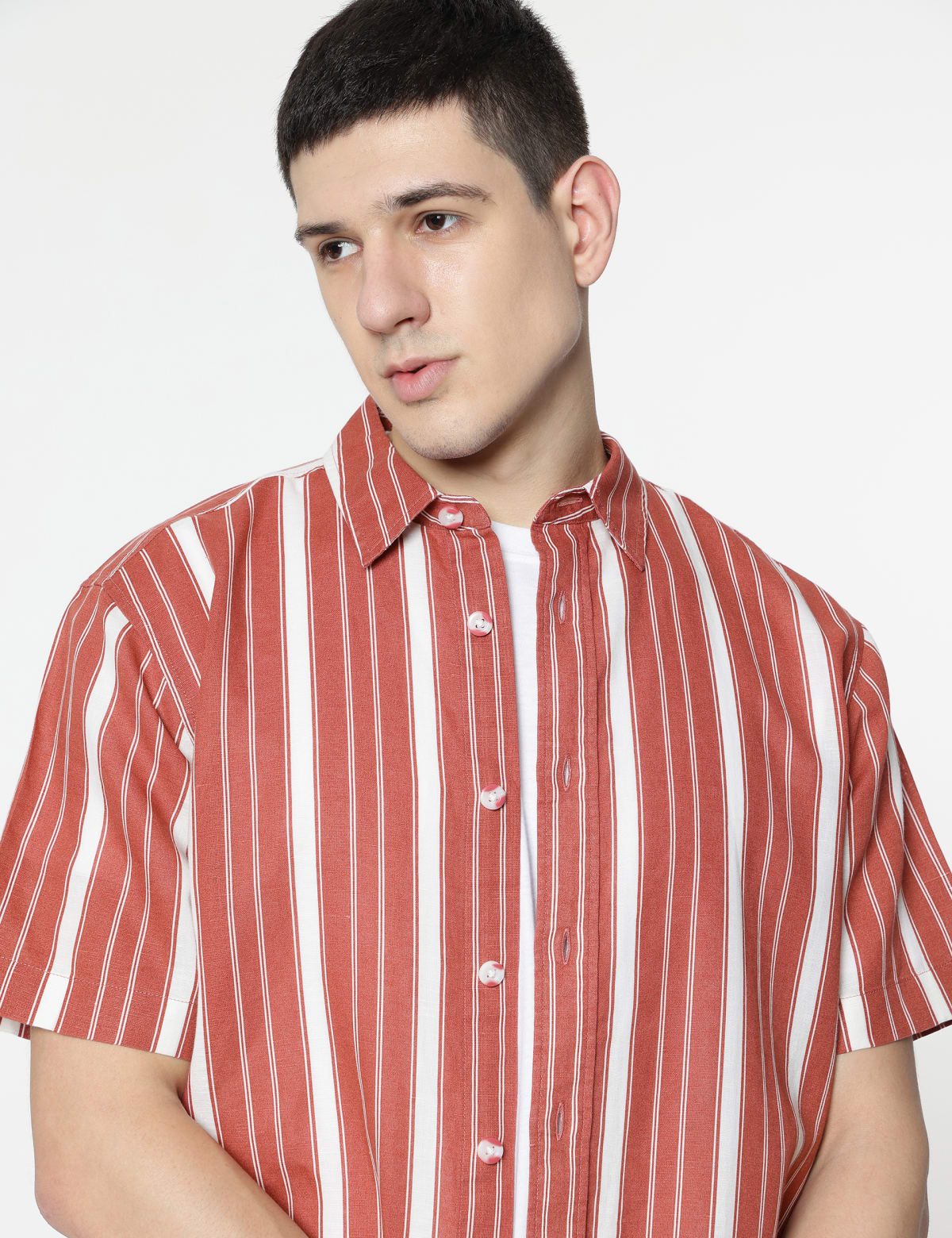 

Marks & Spencer Relaxed Fit Linen Mix Stripes Shirt (MALE, BURNT ORANGE, S)