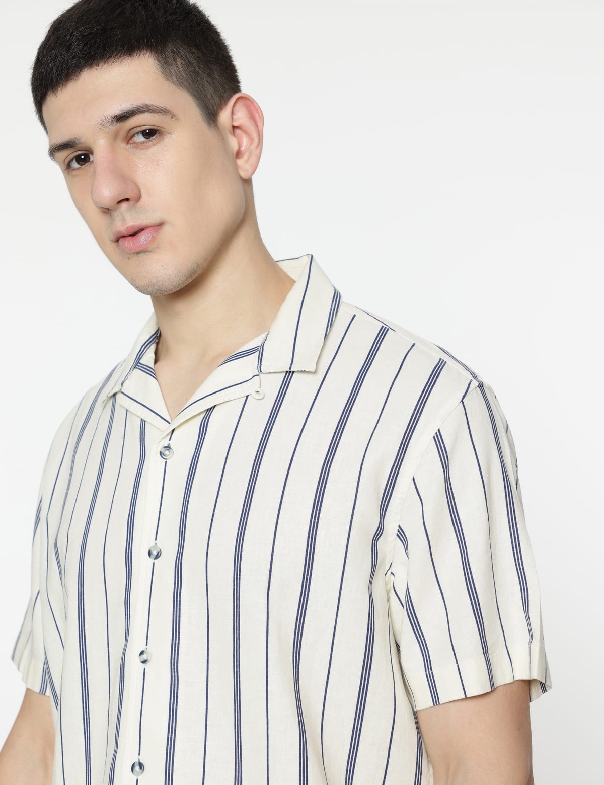 

Marks & Spencer Relaxed Fit Linen Mix Stripes Shirt (MALE, BLUE MIX, S)