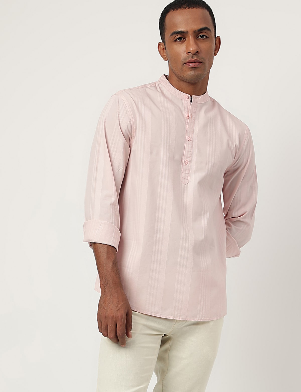 

Marks & Spencer Cotton Rich Textured Long Sleeves Shirt (MALE, LIGHT PINK, M)