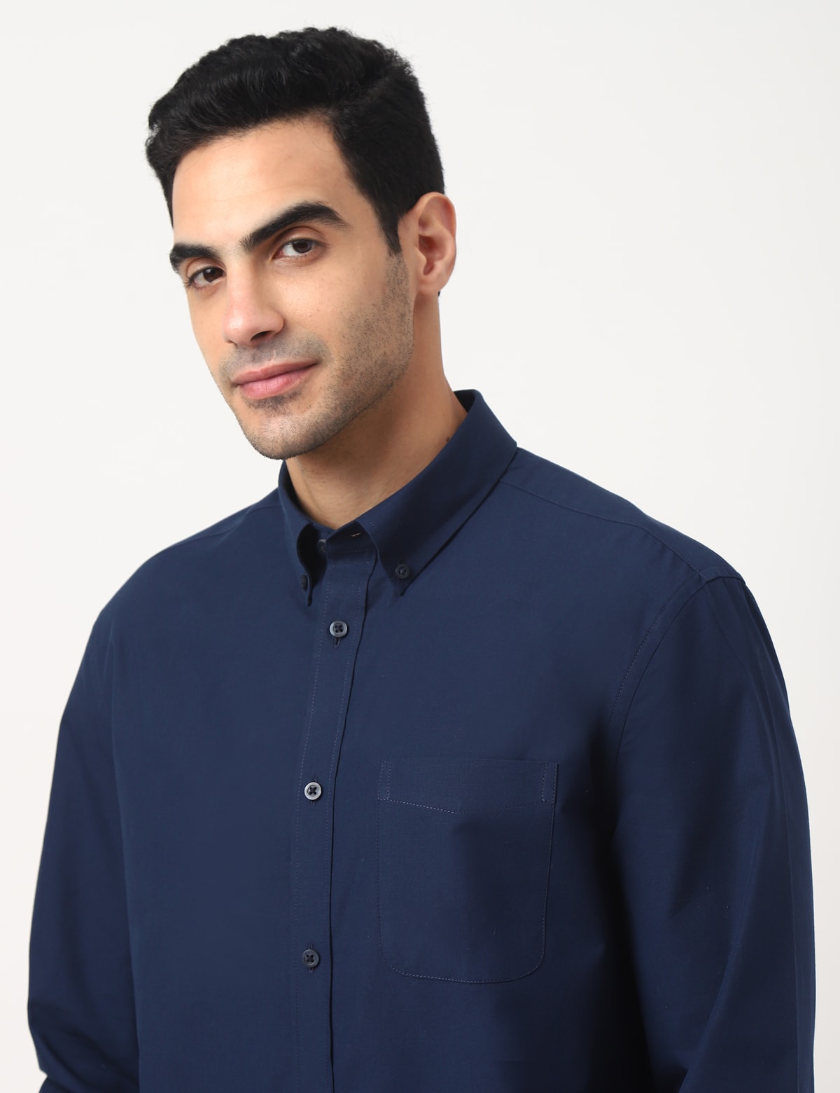 

Marks & Spencer Pure Cotton Plain Button Down Collar Shirt (MALE, NAVY, L)