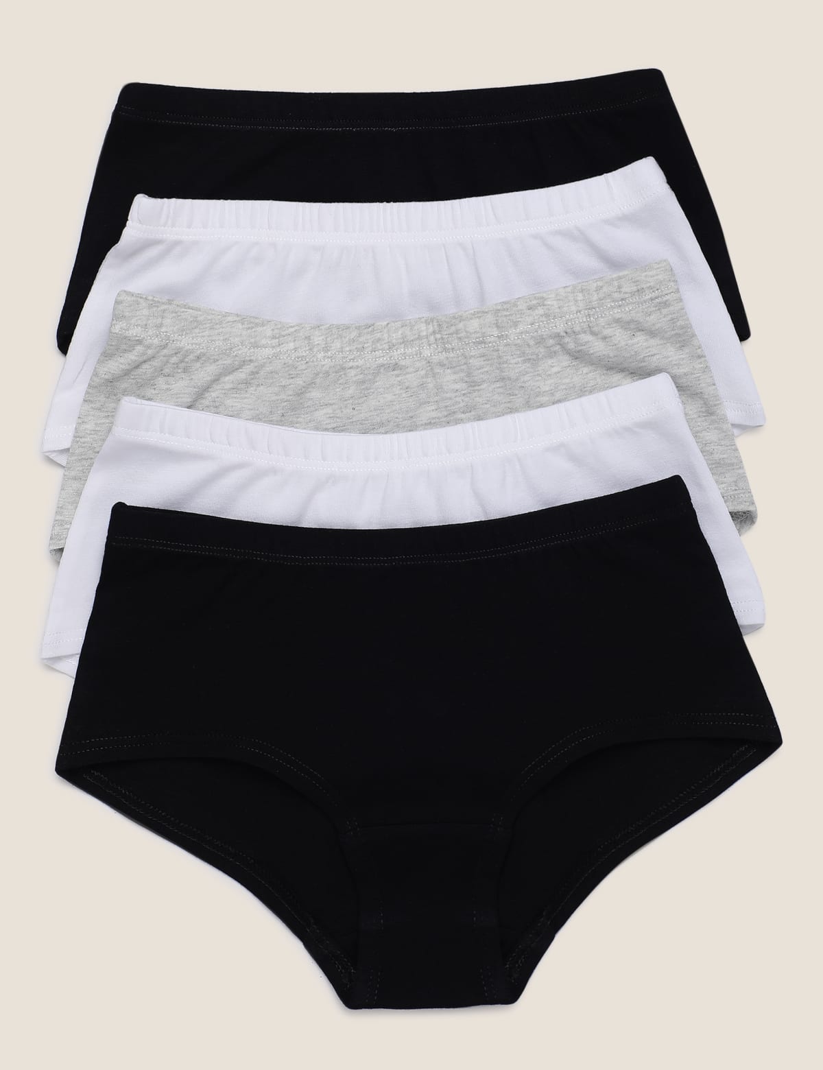 

Marks & Spencer Pack of 5 Cotton Mix Plain Knickers (BLACK/GREY, 6-7 Y)