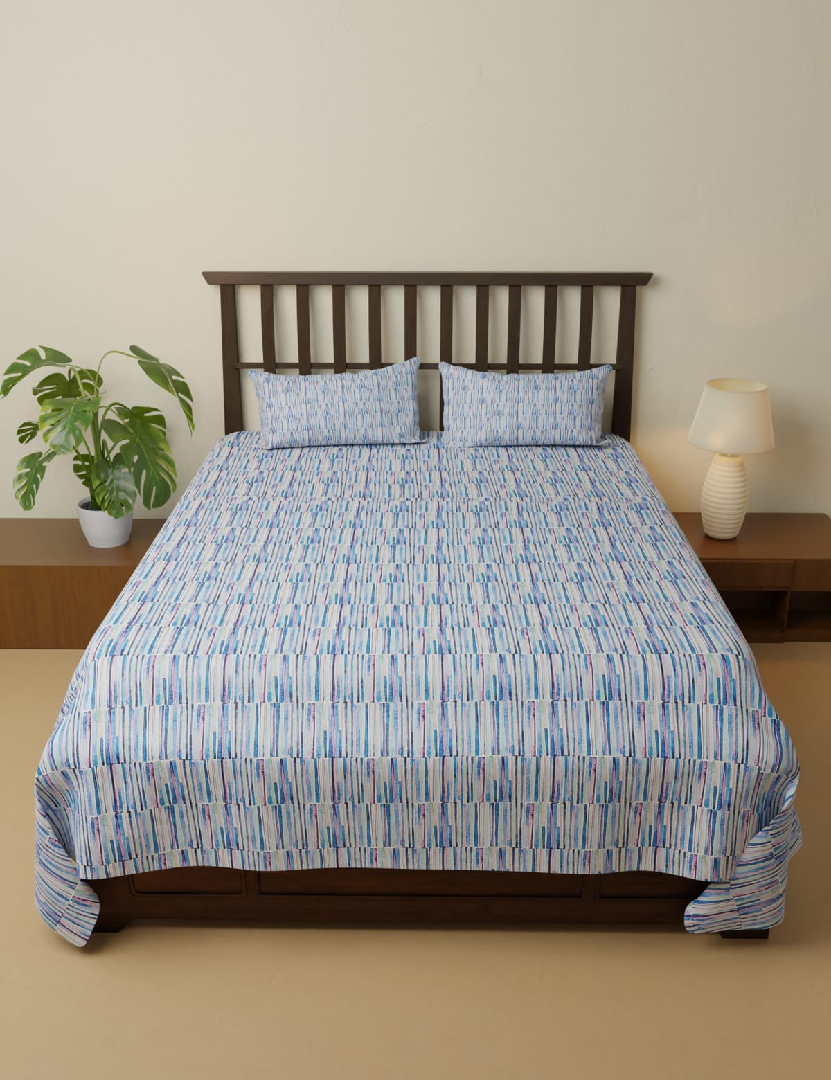 

Marks & Spencer Pure Cotton Printed King Size Bedsheet Set (MULTI, 5FT)