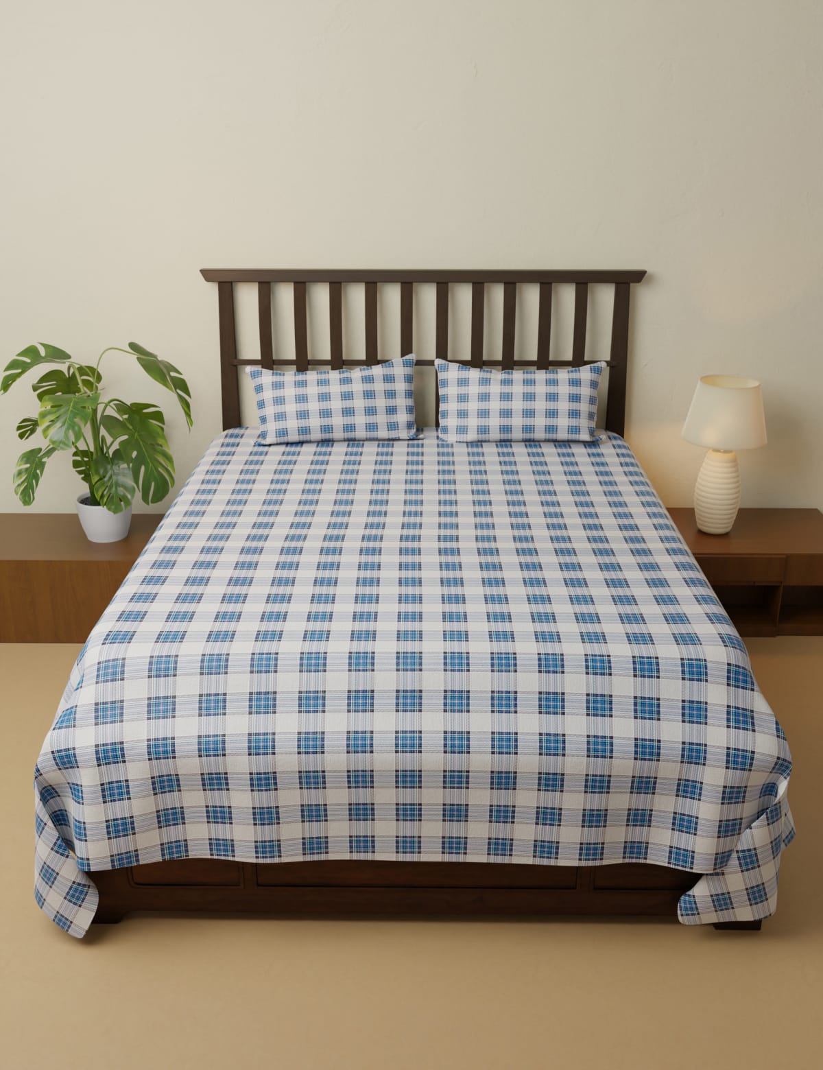 

Marks & Spencer Pure Cotton Printed King Size Bedsheet Set (BLUE MIX, 5FT)