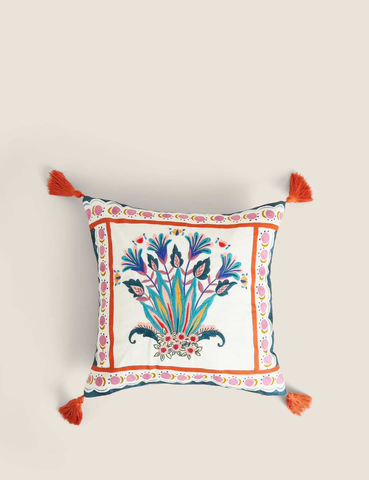 

Marks & Spencer Linen Blend Floral Embroidered Cushion (CREAM MIX)