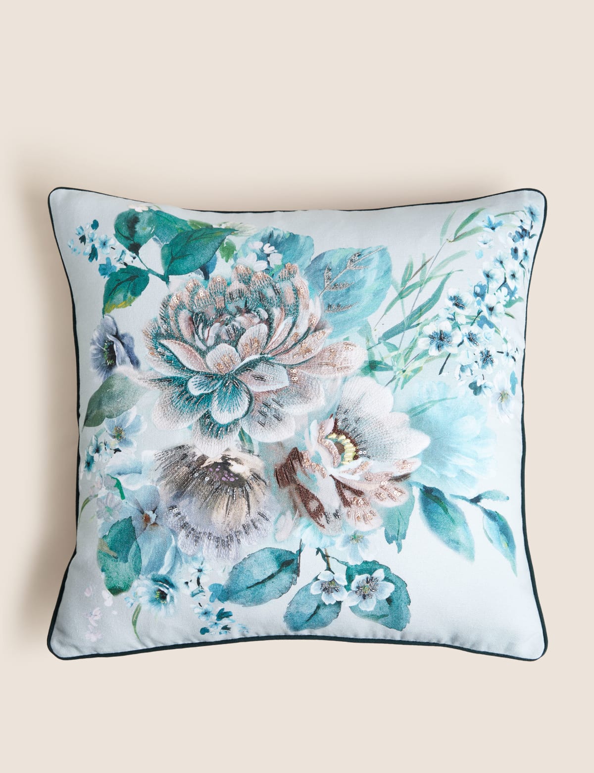 

Marks & Spencer Pure Cotton Blossom Floral Cushion (DUCK EGG)