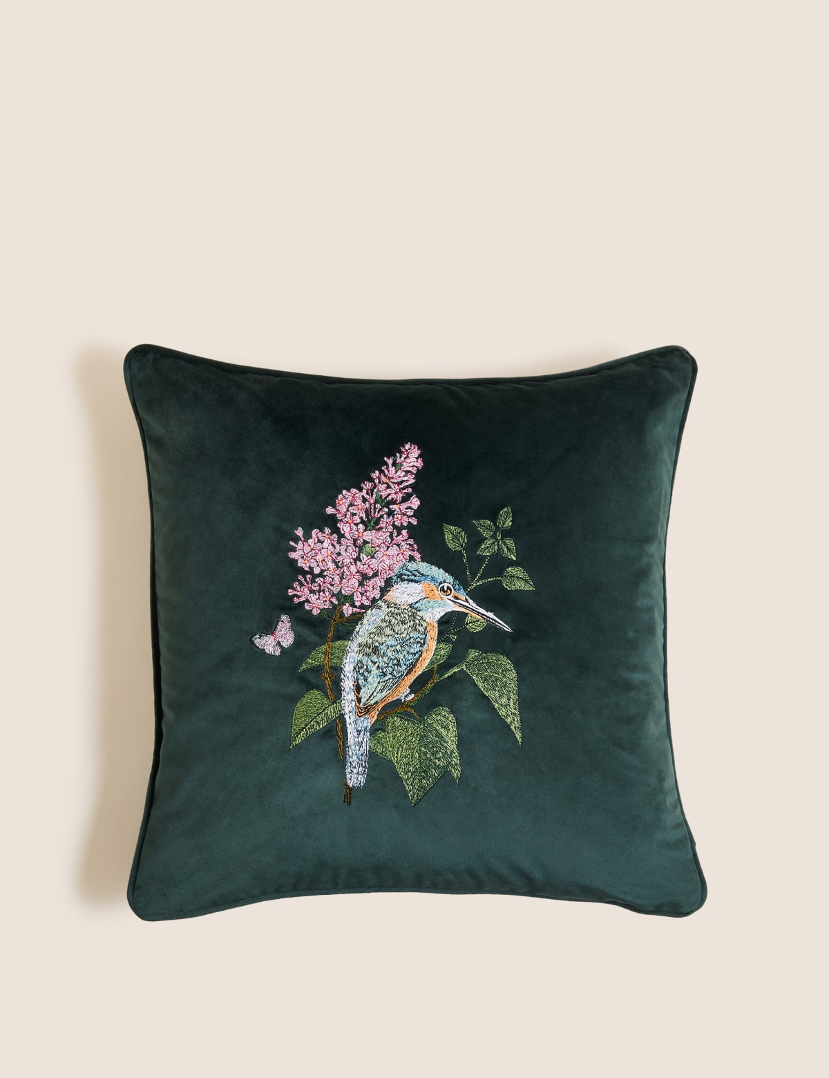 

Marks & Spencer Velvet Floral Bird Embroidered Cushion (FOREST GREEN)