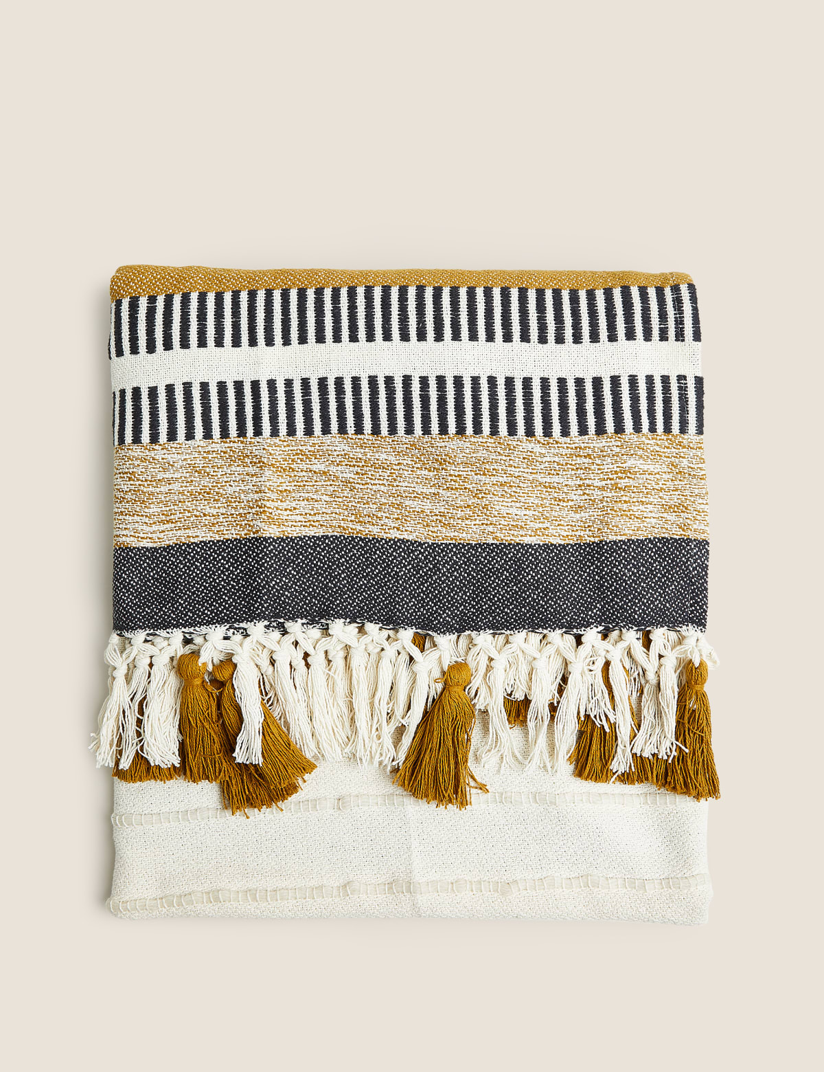 

Marks & Spencer Cotton Rich Woven Monochrome Stripe Throw (OCHRE)