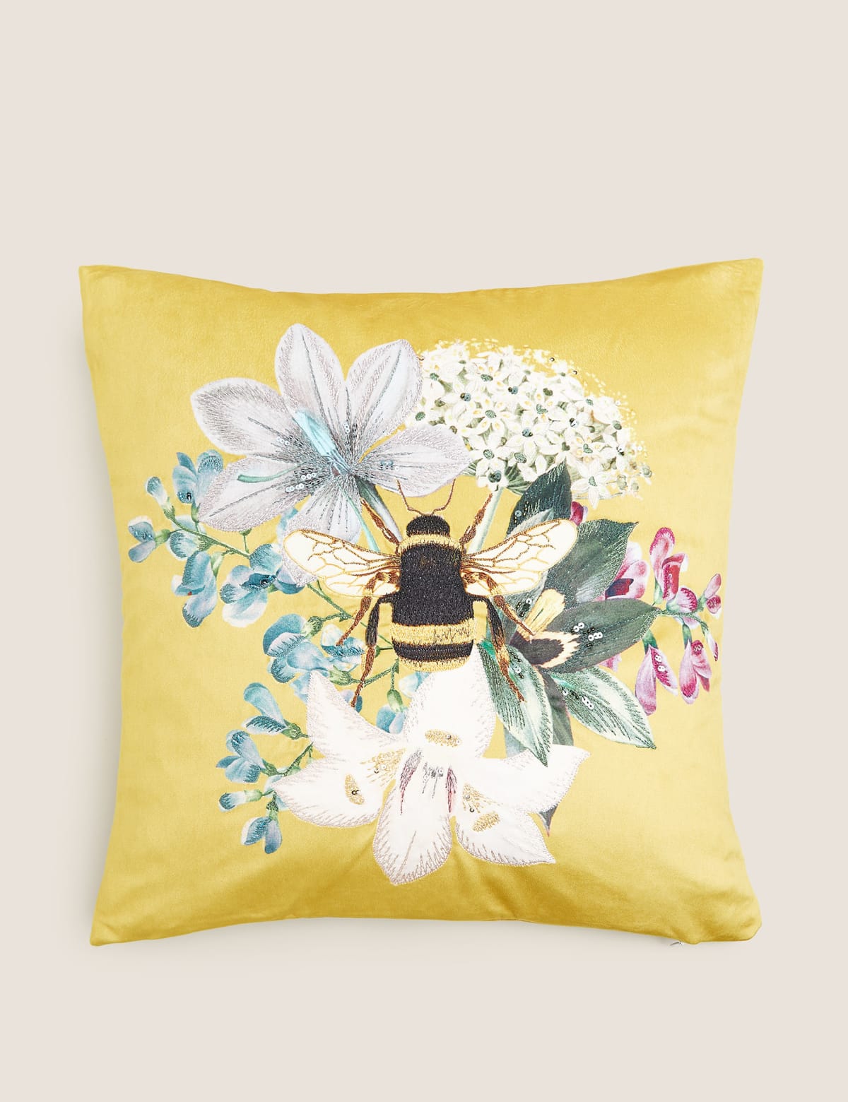 

Marks & Spencer Velvet Bee Embroidered Cushion (OCHRE)