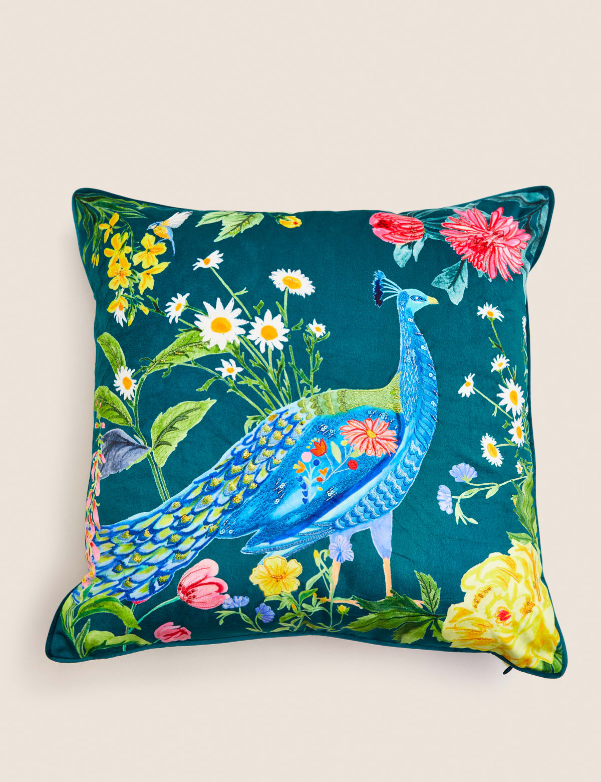 

Marks & Spencer Velvet Peacock Embroidered Cushion (MULTI)