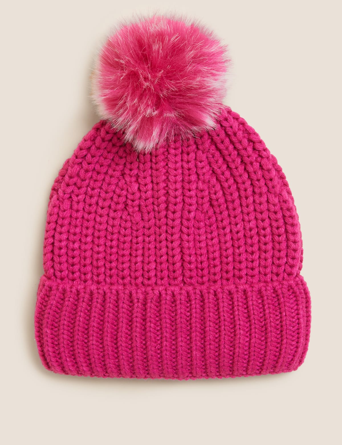 

Marks & Spencer Knitted Faux Fur Pom Hat (FEMALE, PINK)