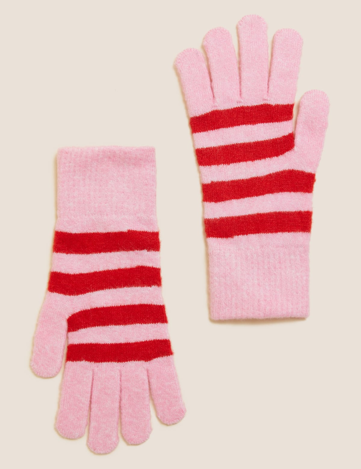 

Marks & Spencer Knitted Striped Gloves (FEMALE, PINK MIX)