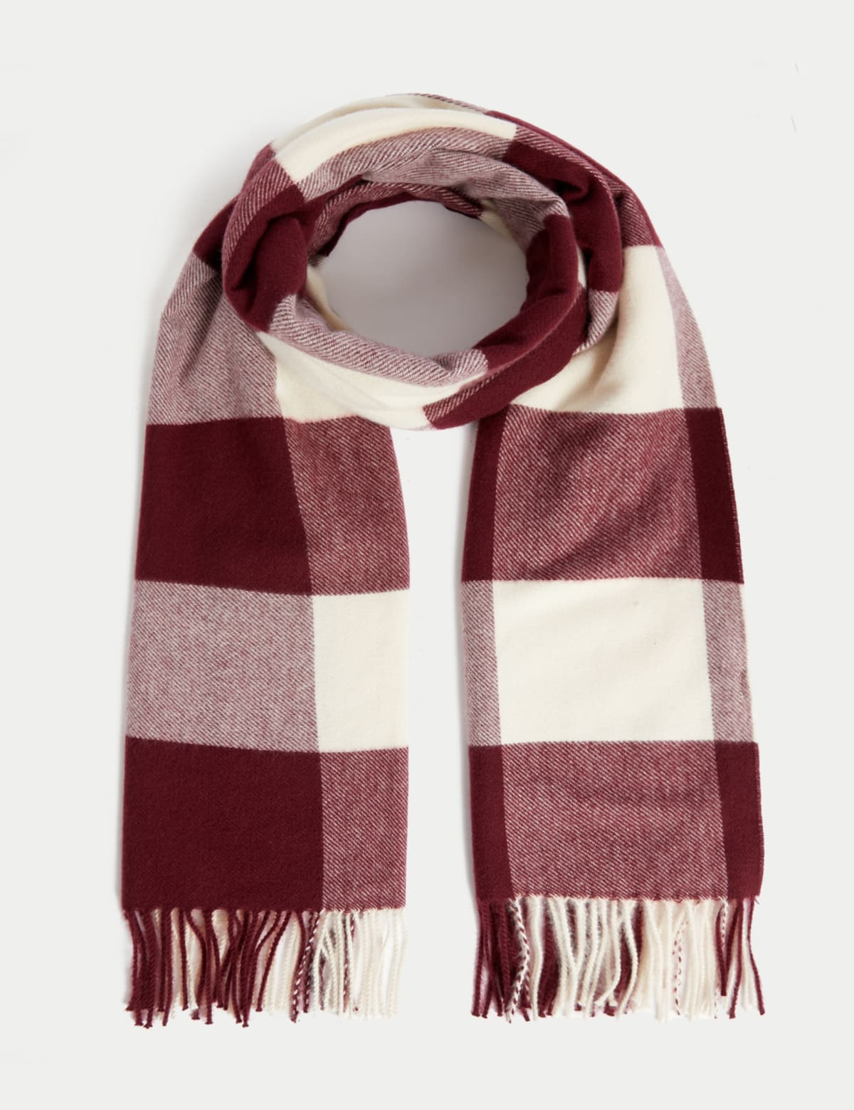 

Marks & Spencer Checked Tassel Scarf (FEMALE, BURGUNDY MIX)