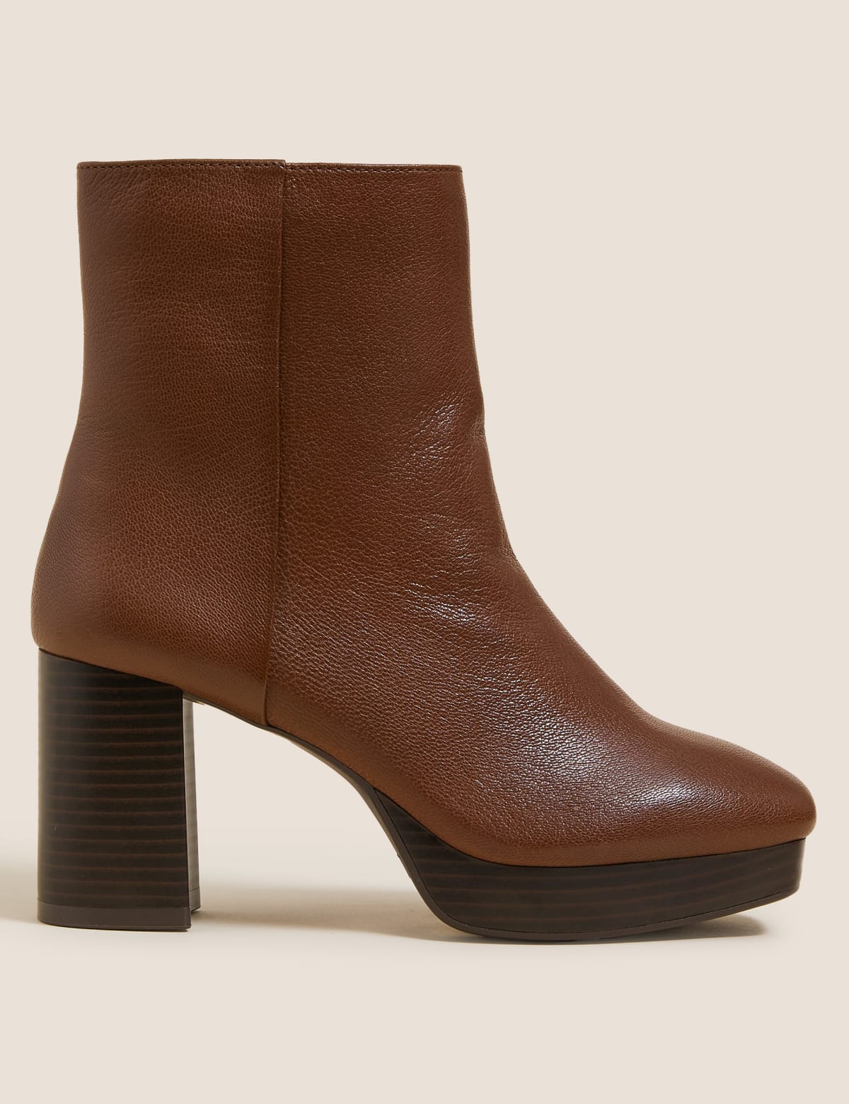 

Marks & Spencer Leather Platform Ankle Boots (FEMALE, TAN, 7)