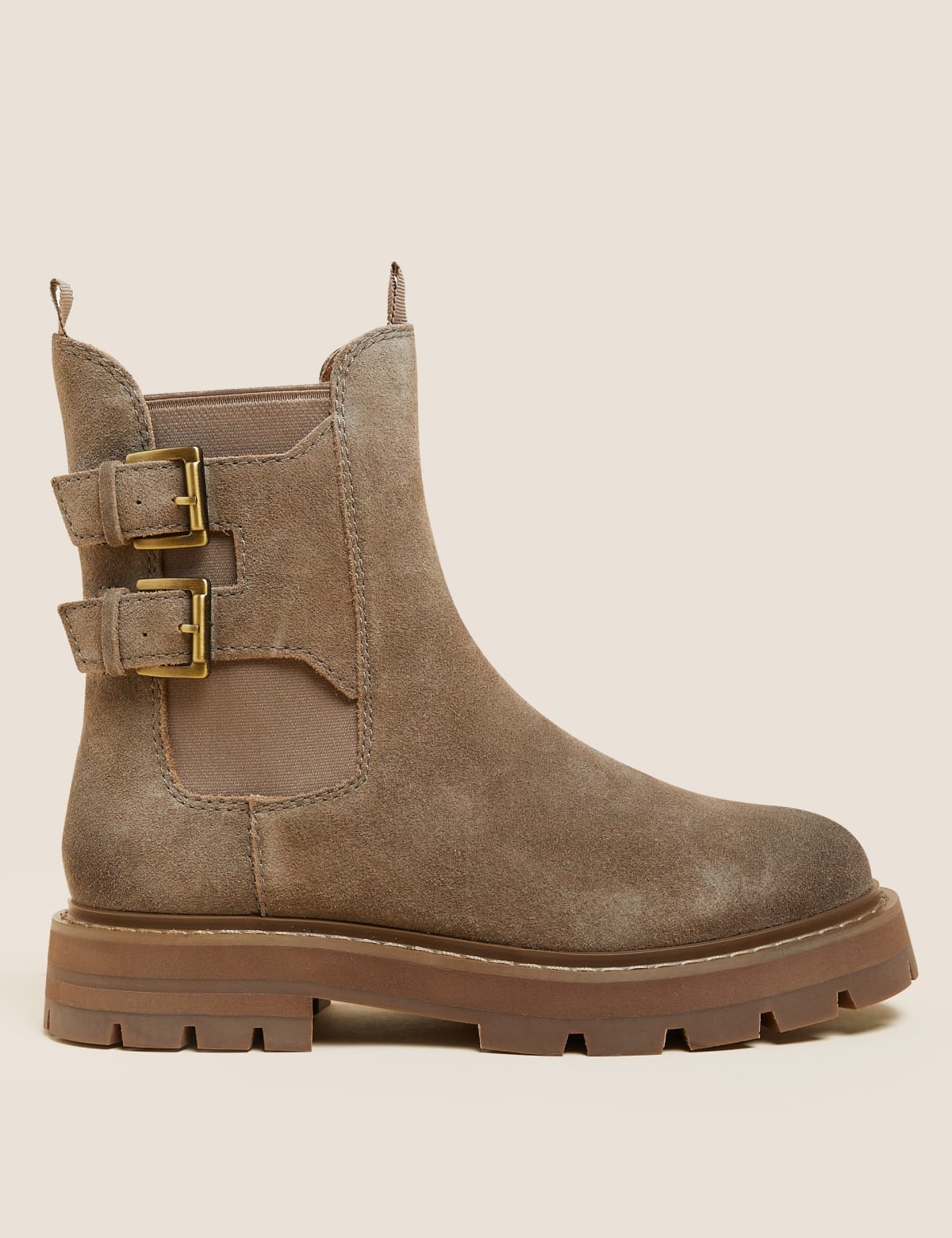 

Marks & Spencer Suede Chelsea Buckle Flatform Ankle Boots (FEMALE, MINK, 6)