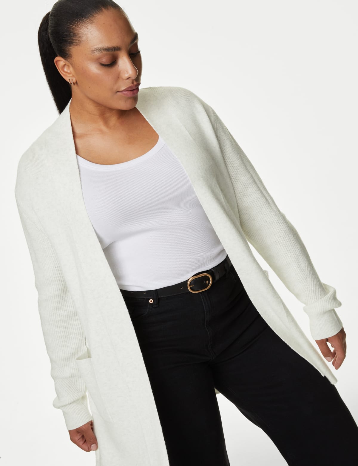 

Marks & Spencer Soft Touch Knitted Longline Cardigan (FEMALE, LIGHT GREY, 18)