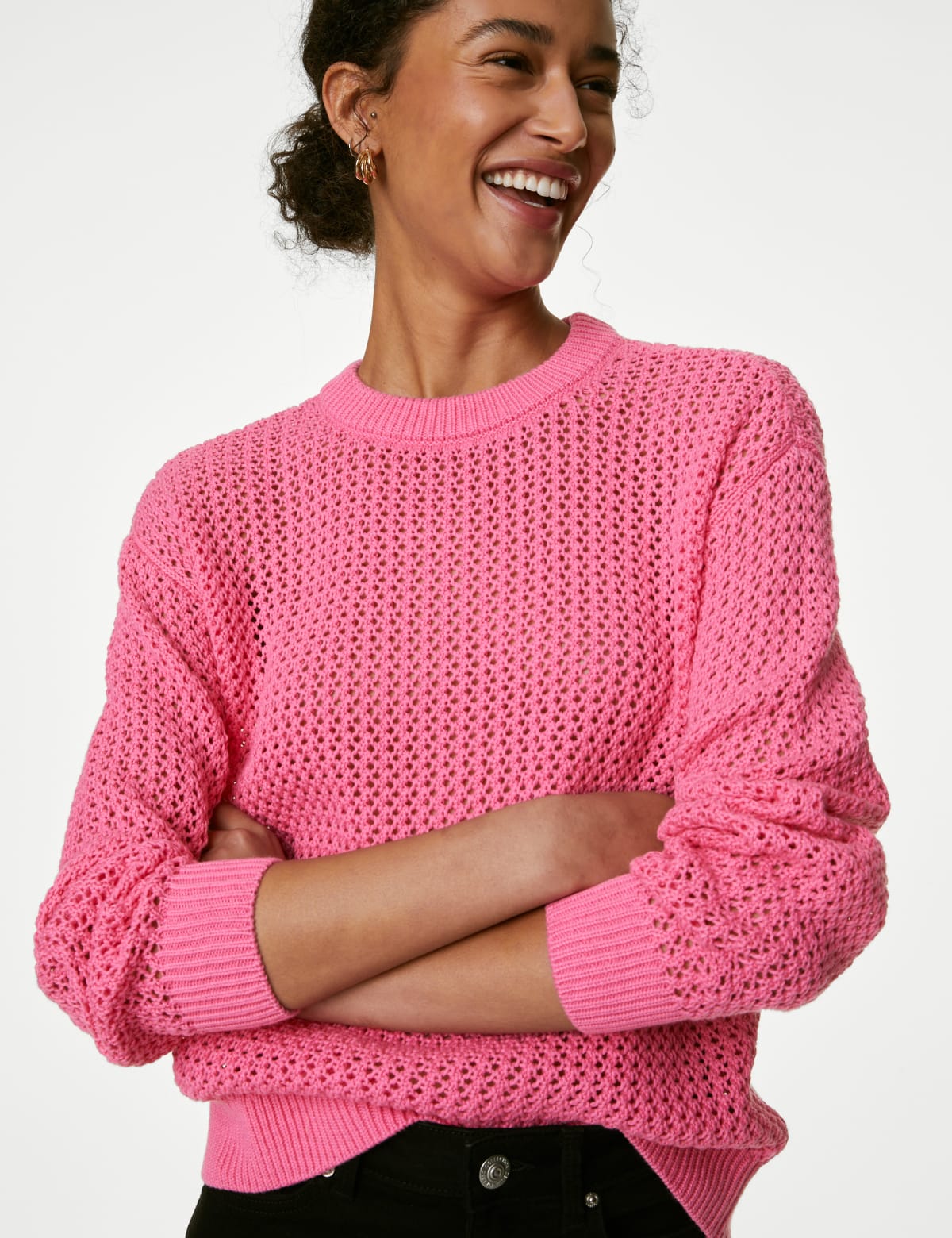 

Marks & Spencer Pure Cotton Textured Jumper (FEMALE, MEDIUM PINK, M)