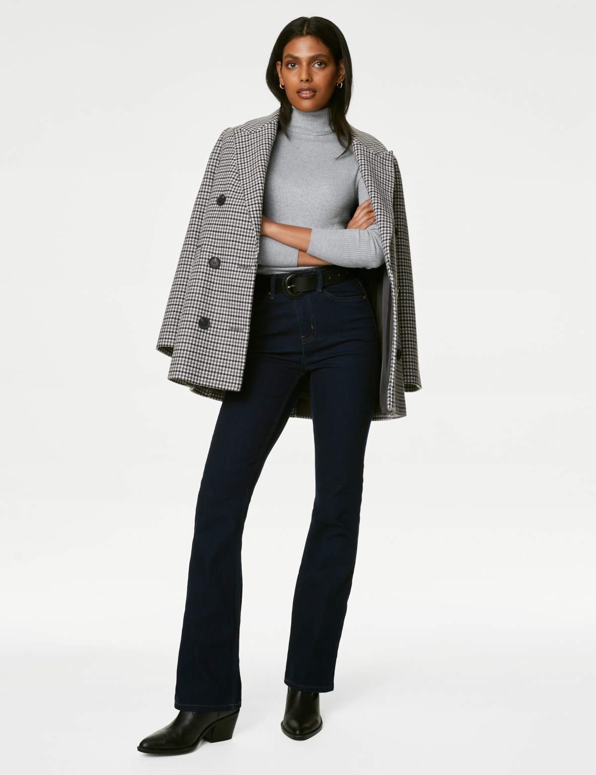 

Marks & Spencer Viscose Mix Textured High Neck Jumper (FEMALE, GREY MARL, 12)