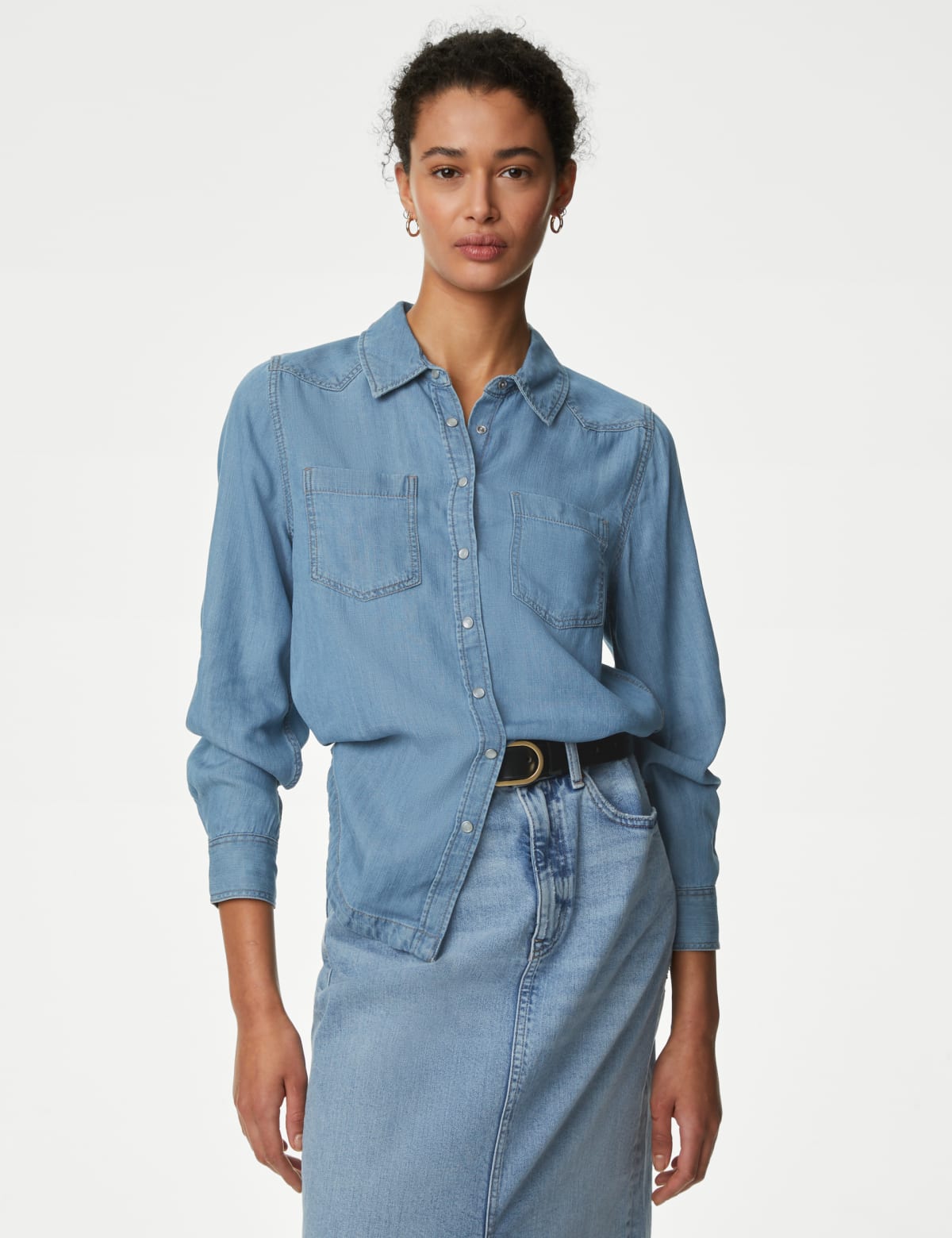 

Marks & Spencer Lyocell Tea Dyed Collared Shirt (FEMALE, LIGHT BLUE, 14)