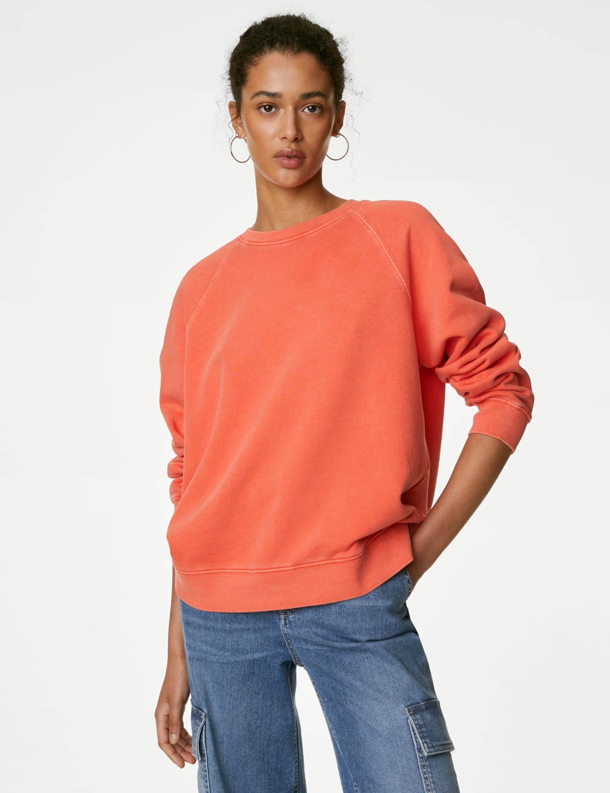 

Marks & Spencer Pure Cotton Crew Neck Sweatshirt (FEMALE, BRIGHT ORANGE, S)