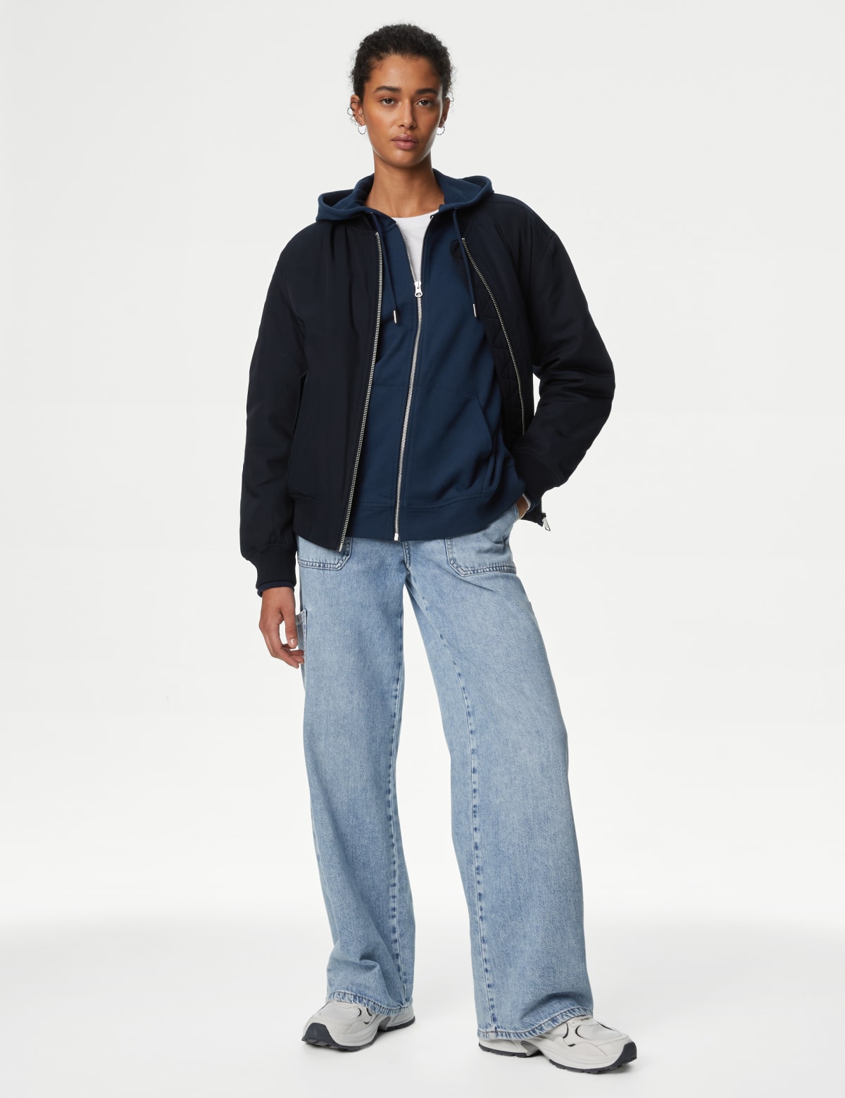 

Marks & Spencer Pure Cotton Zip Up Hoodie (FEMALE, NAVY, S)