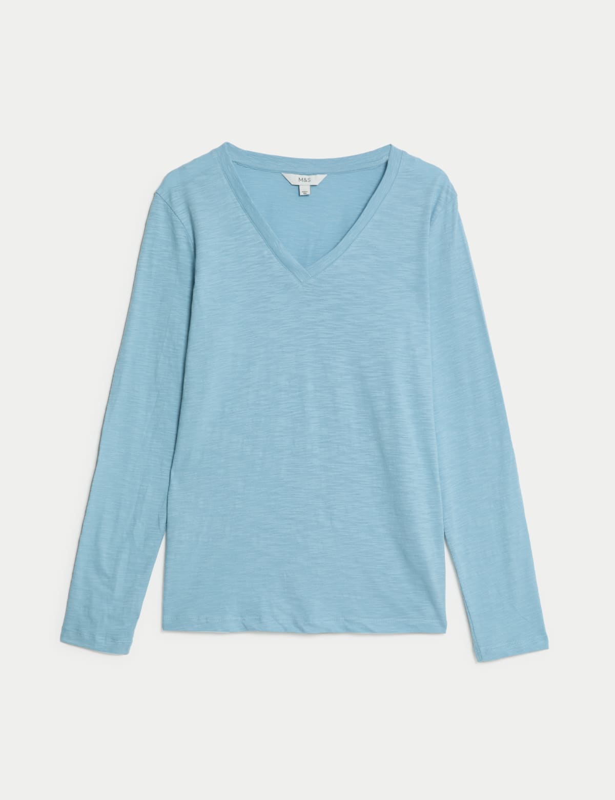 

Marks & Spencer Pure Cotton Long Sleeve V-Neck Top (FEMALE, LIGHT AIRFORCE, 10)
