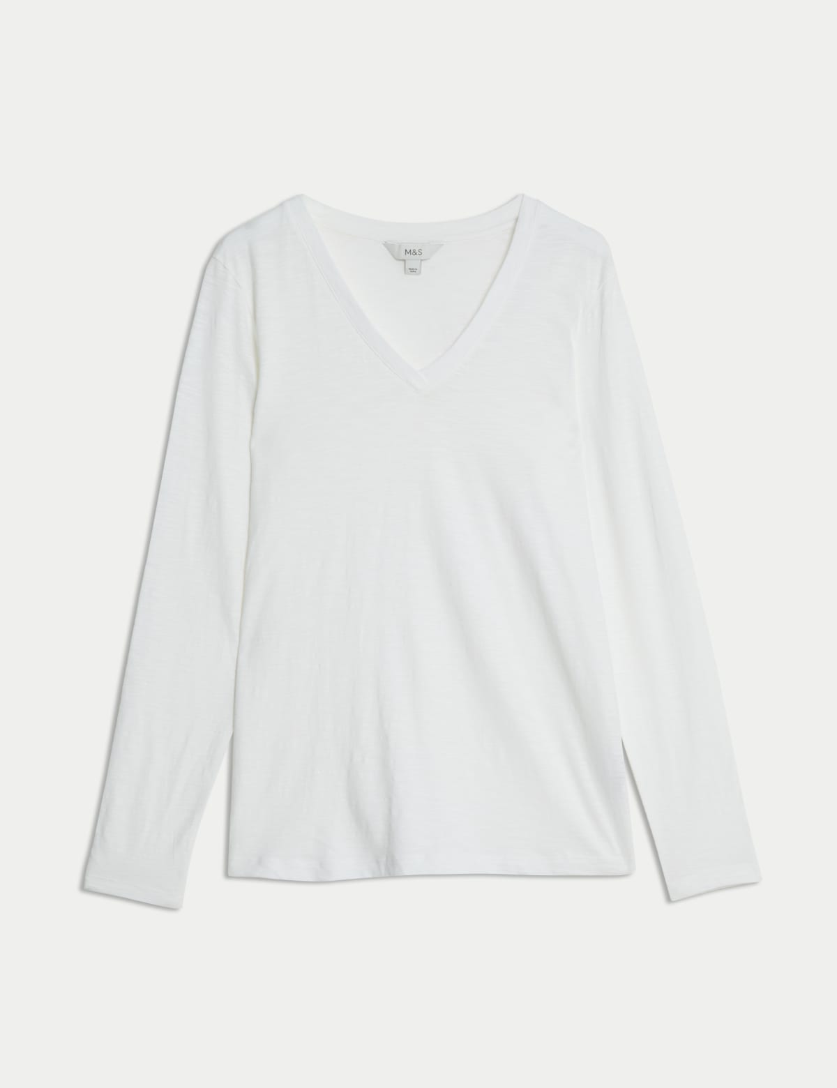 

Marks & Spencer Pure Cotton Long Sleeve V-Neck Top (FEMALE, SOFT WHITE, 14)