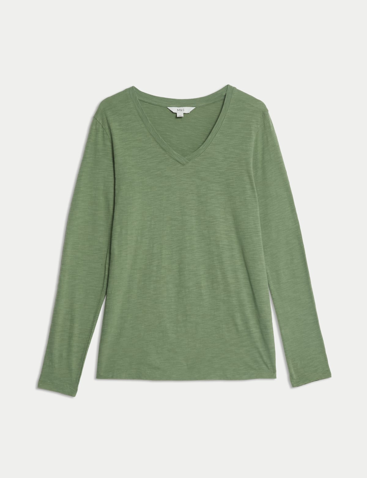 

Marks & Spencer Pure Cotton Long Sleeve V-Neck Top (FEMALE, BRIGHT SAGE, 18)