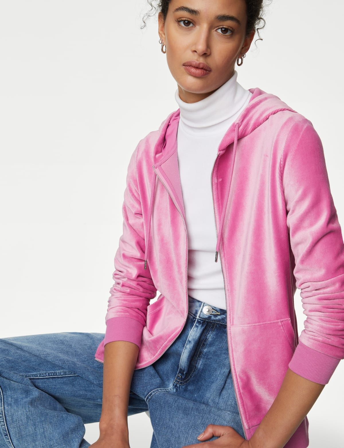 

Marks & Spencer Velour Zip Up Hoodie (FEMALE, BRIGHT ROSE, 8)