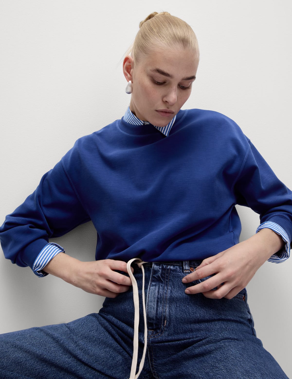 

Marks & Spencer Crew Neck Sweatshirt (FEMALE, BLUE MIX, S)
