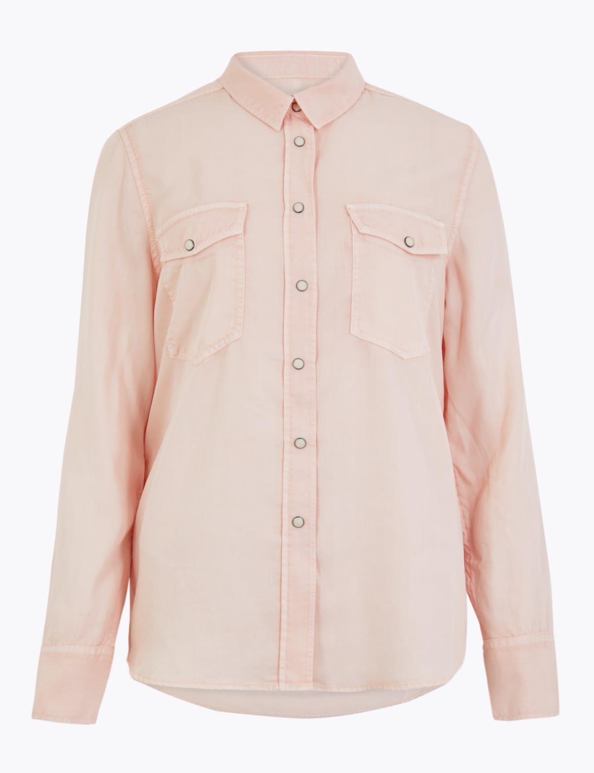 

Marks & Spencer Tencel™ Relaxed Long Sleeve Shirt (FEMALE, LIGHT PINK, 18)