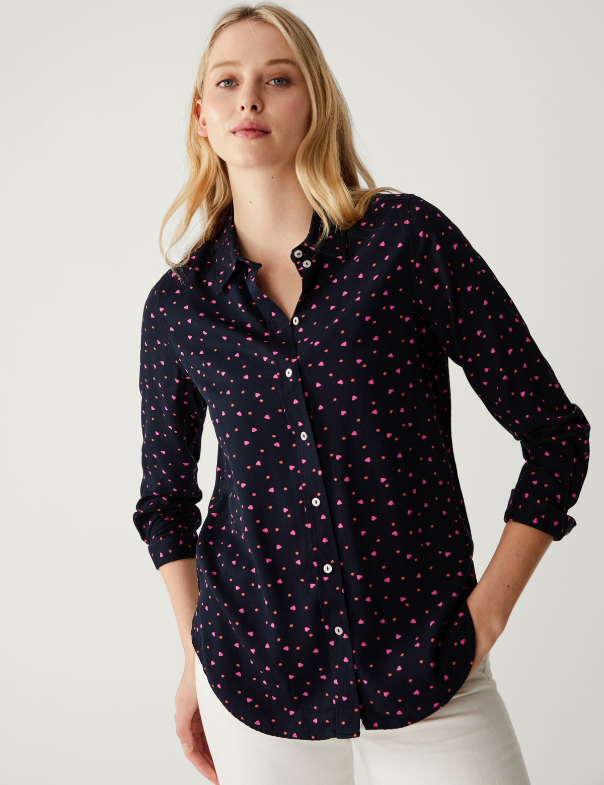 

Marks & Spencer Printed Collared Long Sleeve Shirt (FEMALE, RED MIX, 14)
