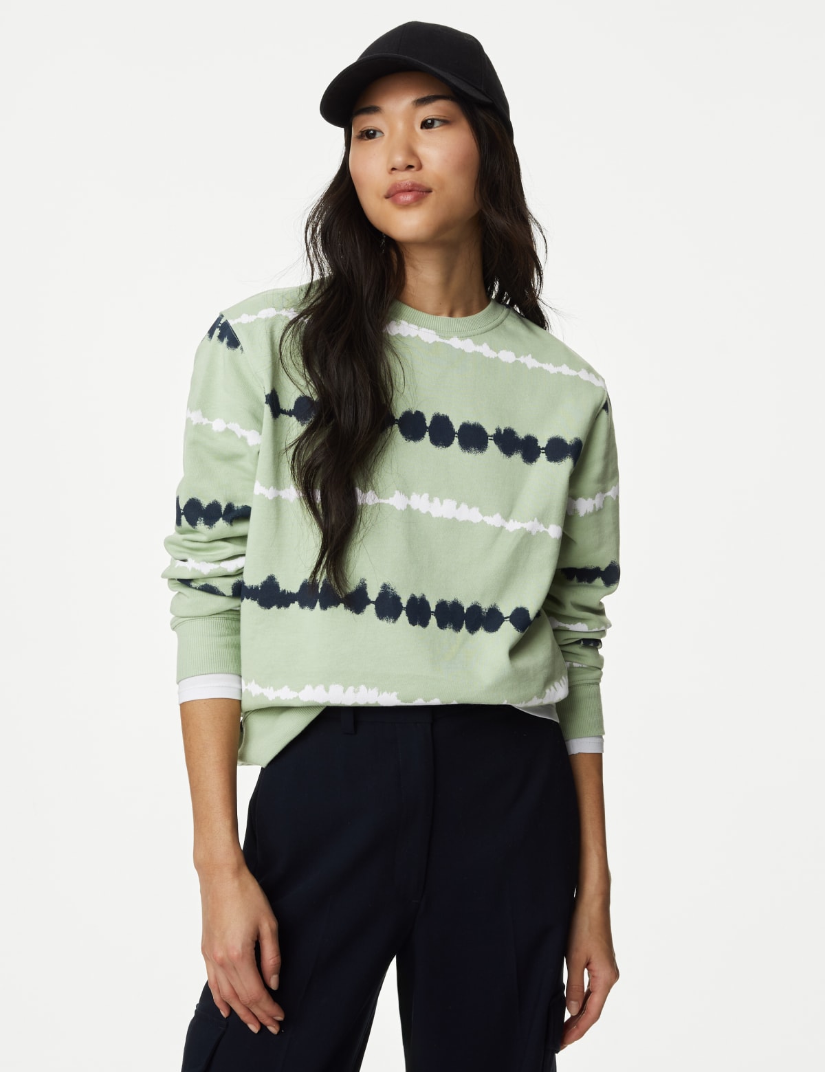 

Marks & Spencer Pure Cotton Printed Sweatshirt (FEMALE, LIGHT GREEN MIX, XL)