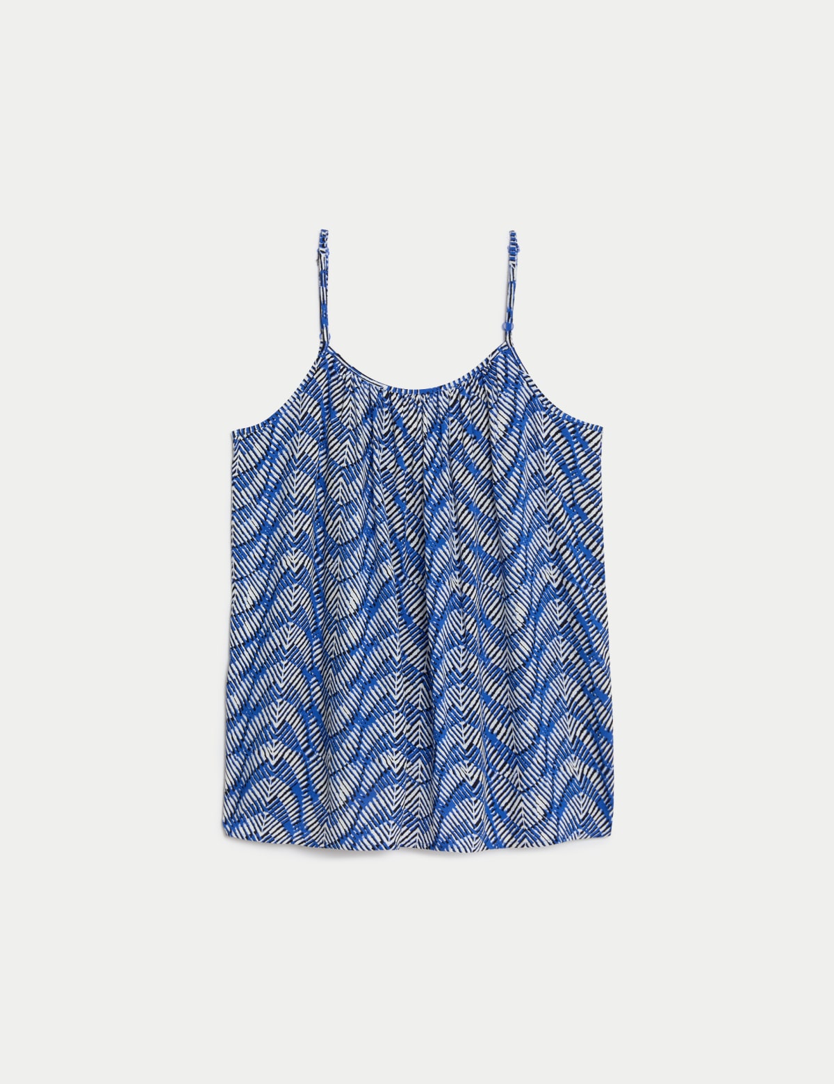 

Marks & Spencer Printed Round Neck Cami Top (FEMALE, BLUE MIX, 18-REG)