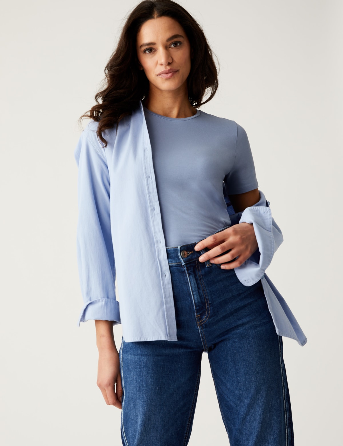 

Marks & Spencer Cotton Rich Slim Fit T-Shirt (FEMALE, MEDIUM BLUE, 10)