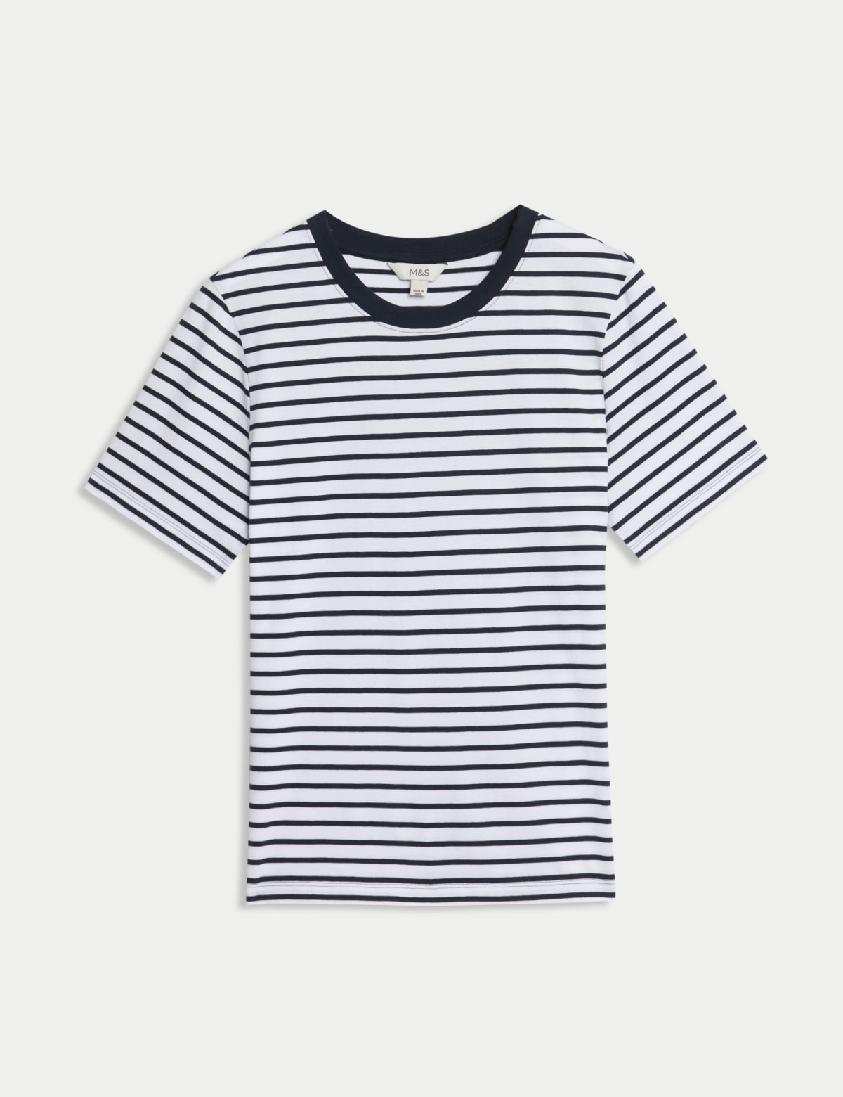 

Marks & Spencer Pure Cotton Striped Everyday Fit T-Shirt (FEMALE, WHITE MIX, 14)