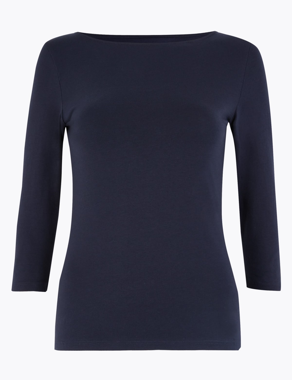 

Marks & Spencer Cotton Rich Slim fit 3/4 Sleeve Top (FEMALE, NAVY, 6-REG)