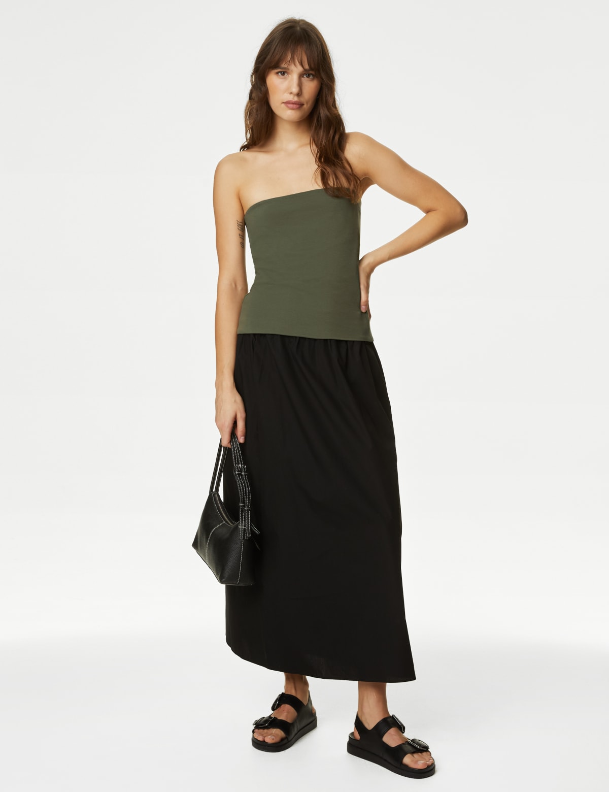 

Marks & Spencer Cotton Rich Bandeau Top (FEMALE, HUNTER GREEN, M)